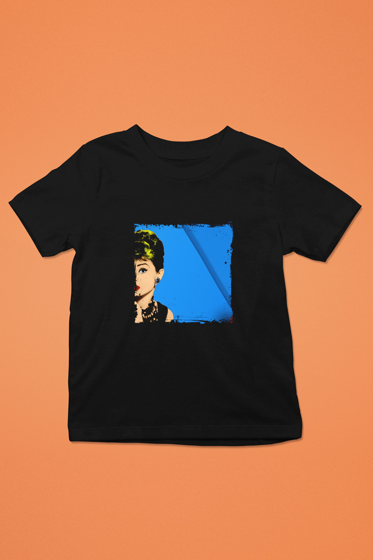 Audrey Hepburn Baskılı Unisex Siyah Çocuk Tişört