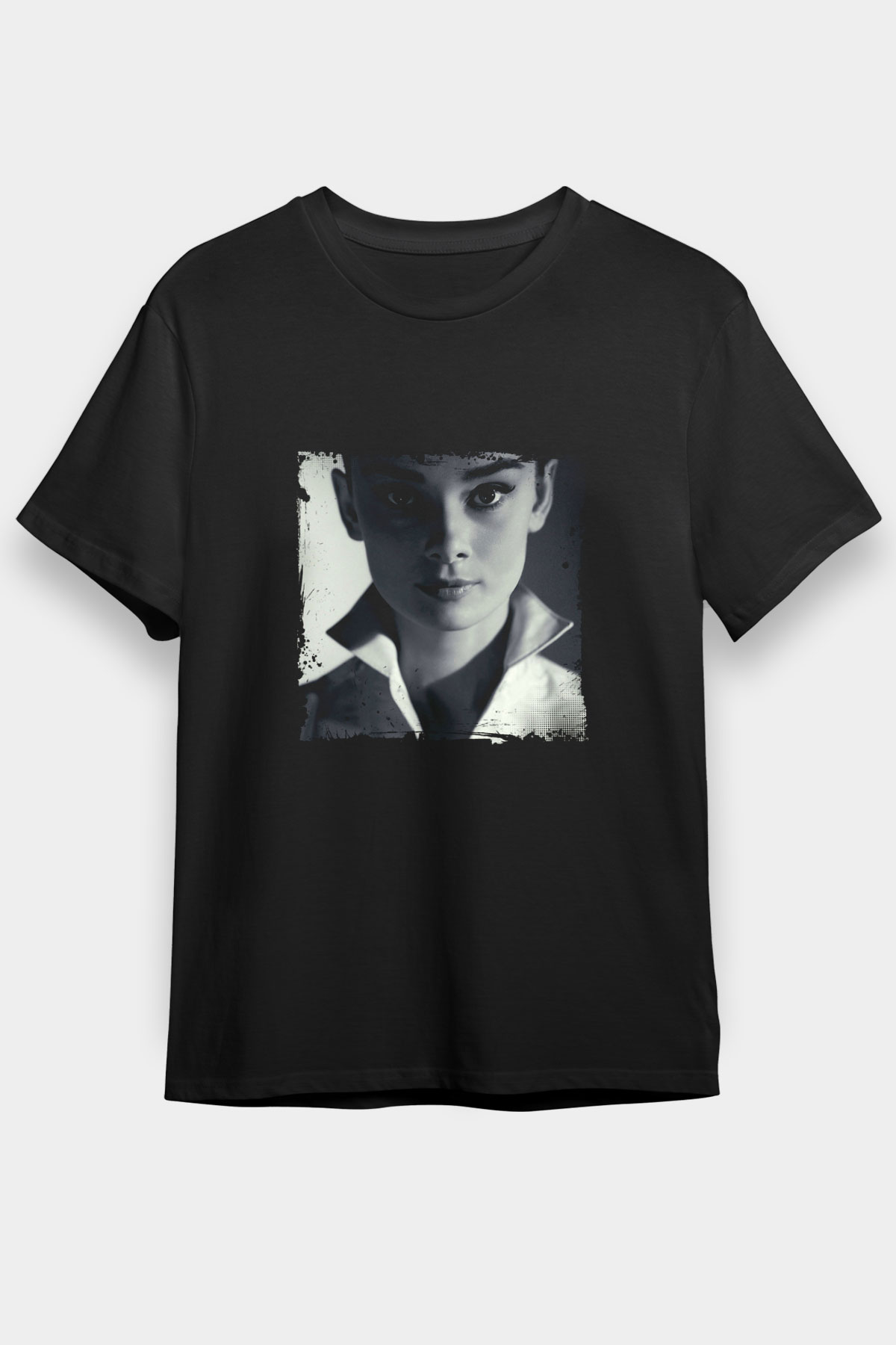 Audrey Hepburn Baskılı Unisex Siyah Tişört