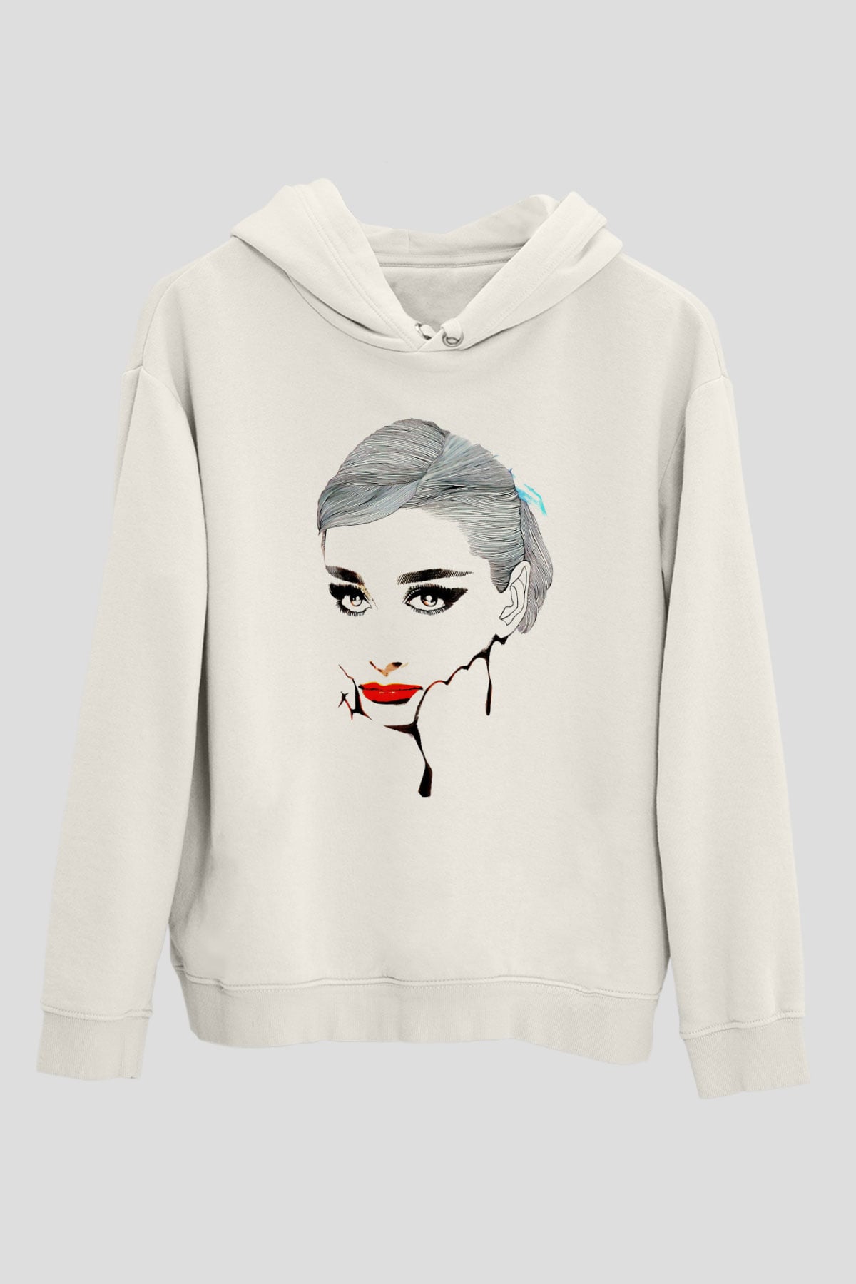 Audrey Hepburn Beyaz Unisex Kapşonlu Sweatshirt