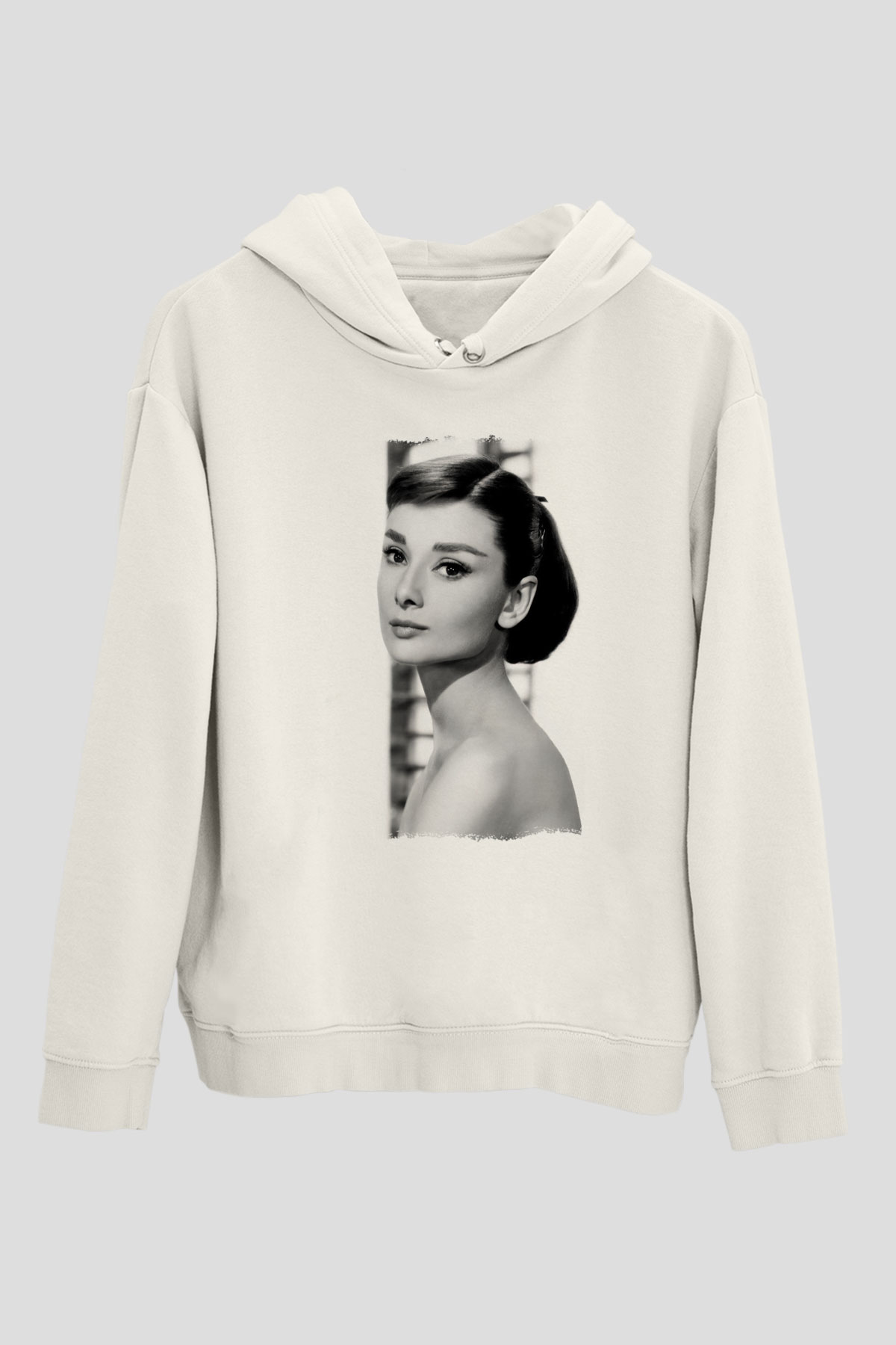 Audrey Hepburn Beyaz Unisex Kapüşonlu Sweatshirt