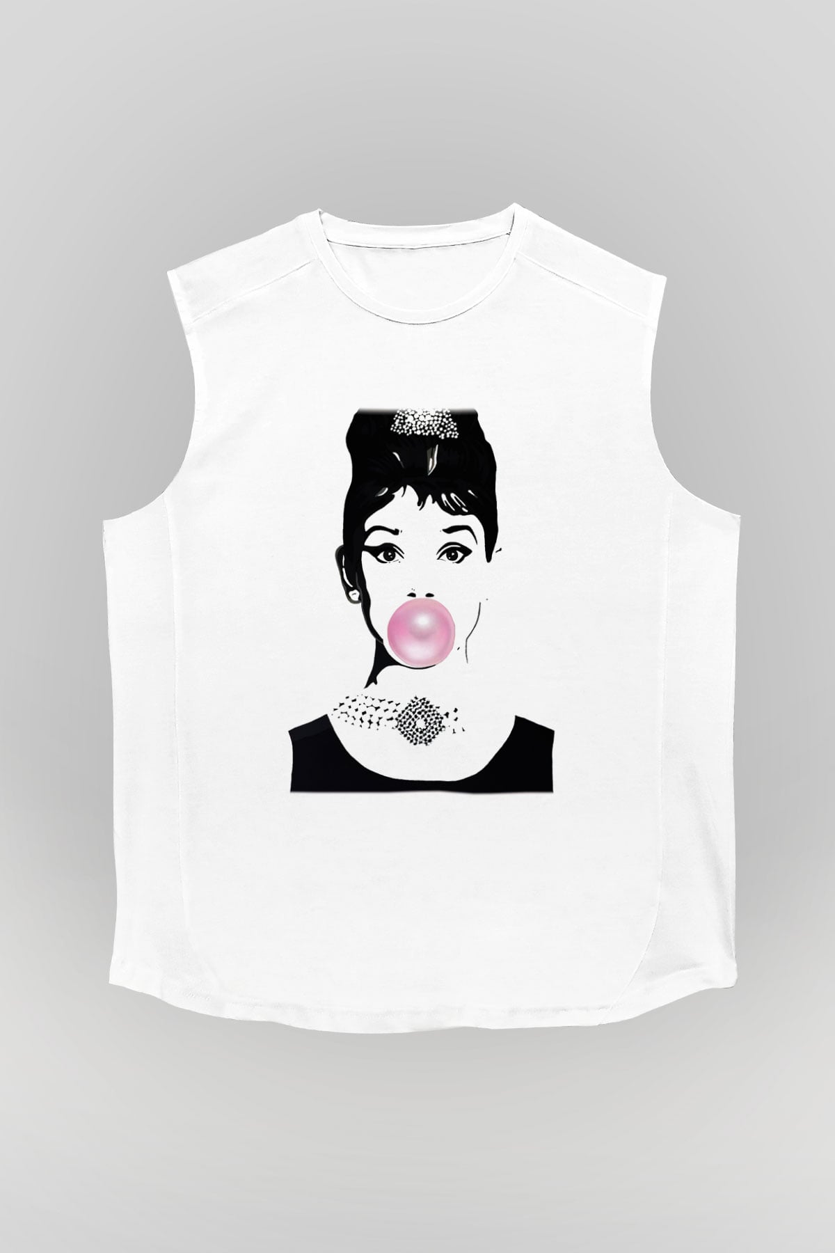 Audrey Hepburn Beyaz Unisex Kolsuz Tişört