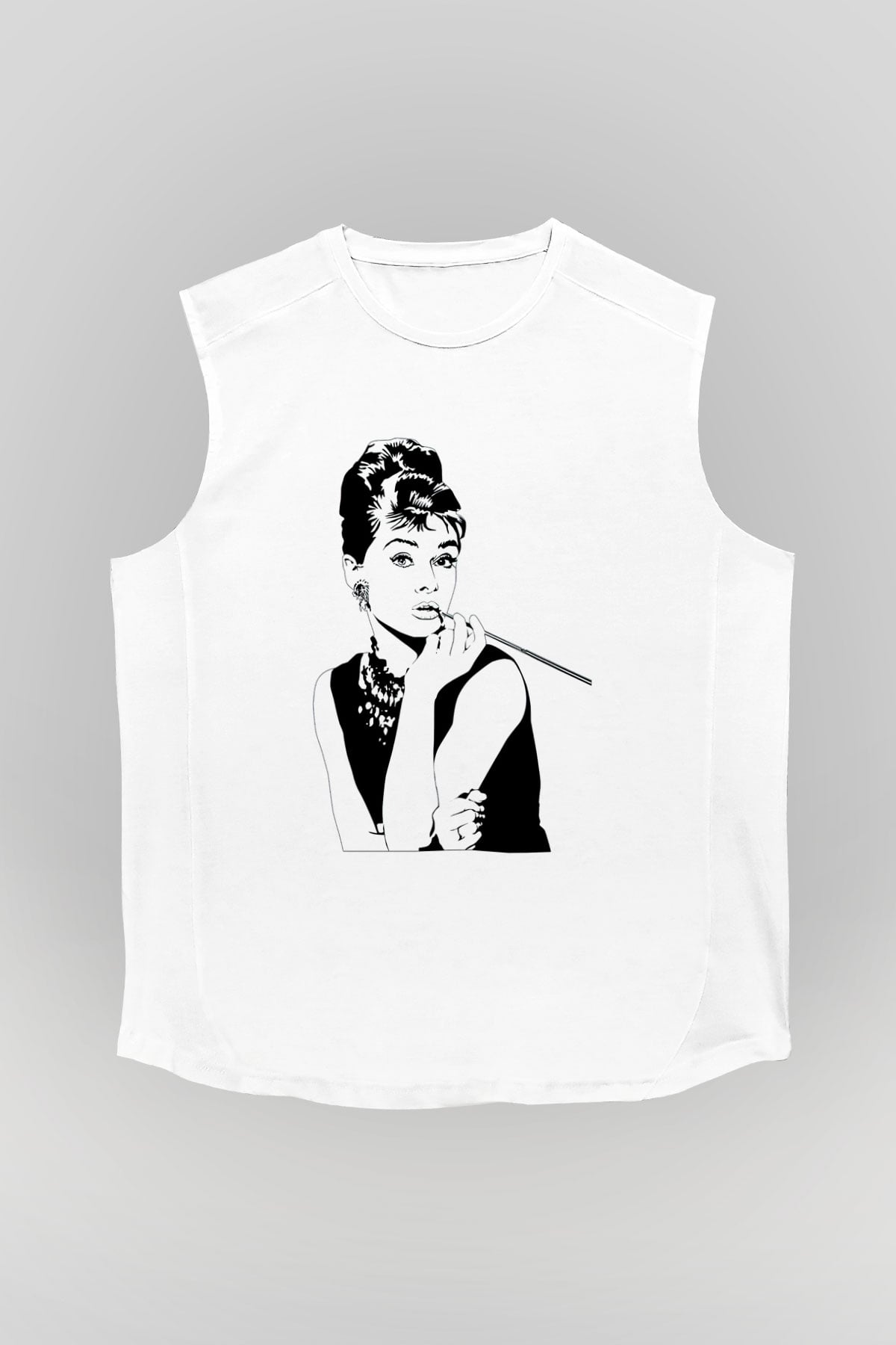 Audrey Hepburn Beyaz Unisex Kolsuz Tişört