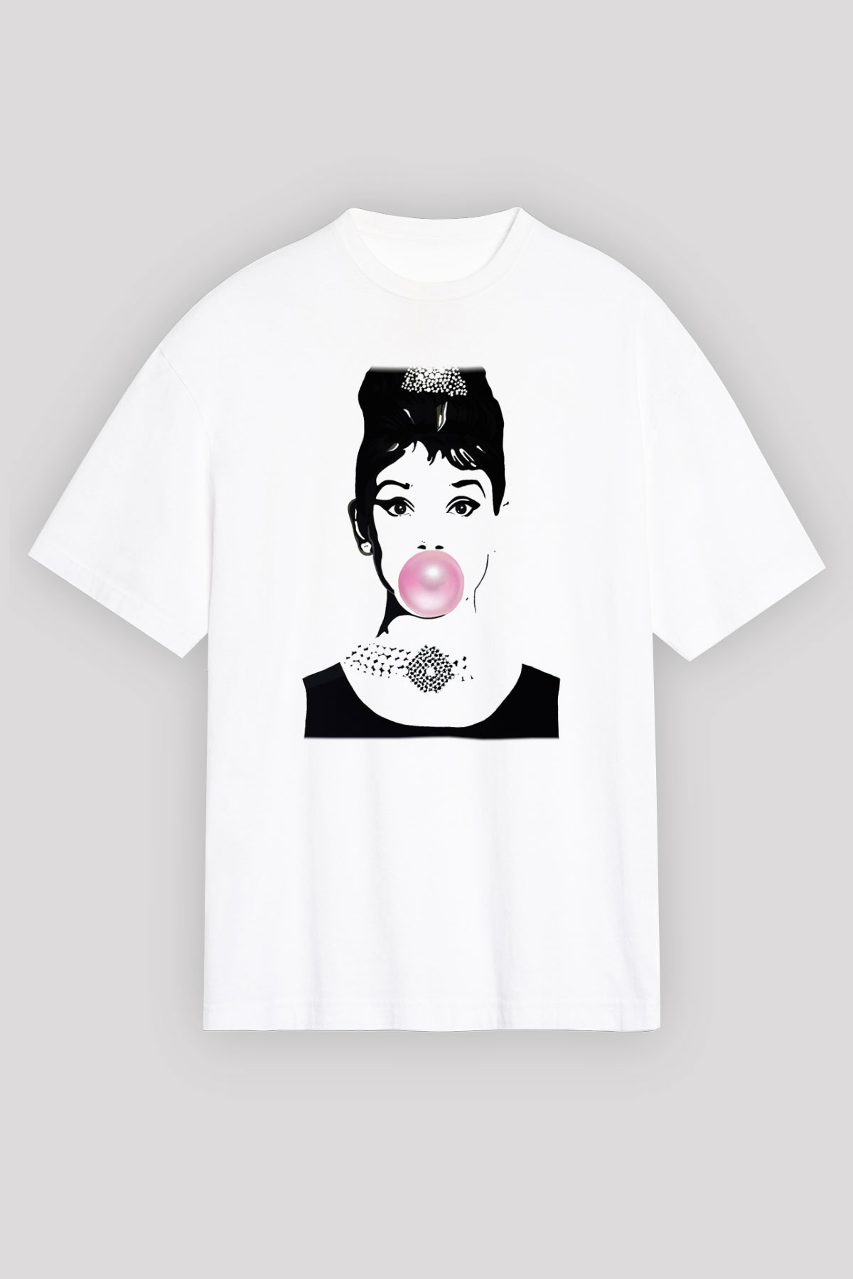 Audrey Hepburn Beyaz Unisex Oversize Tişört T-Shirt