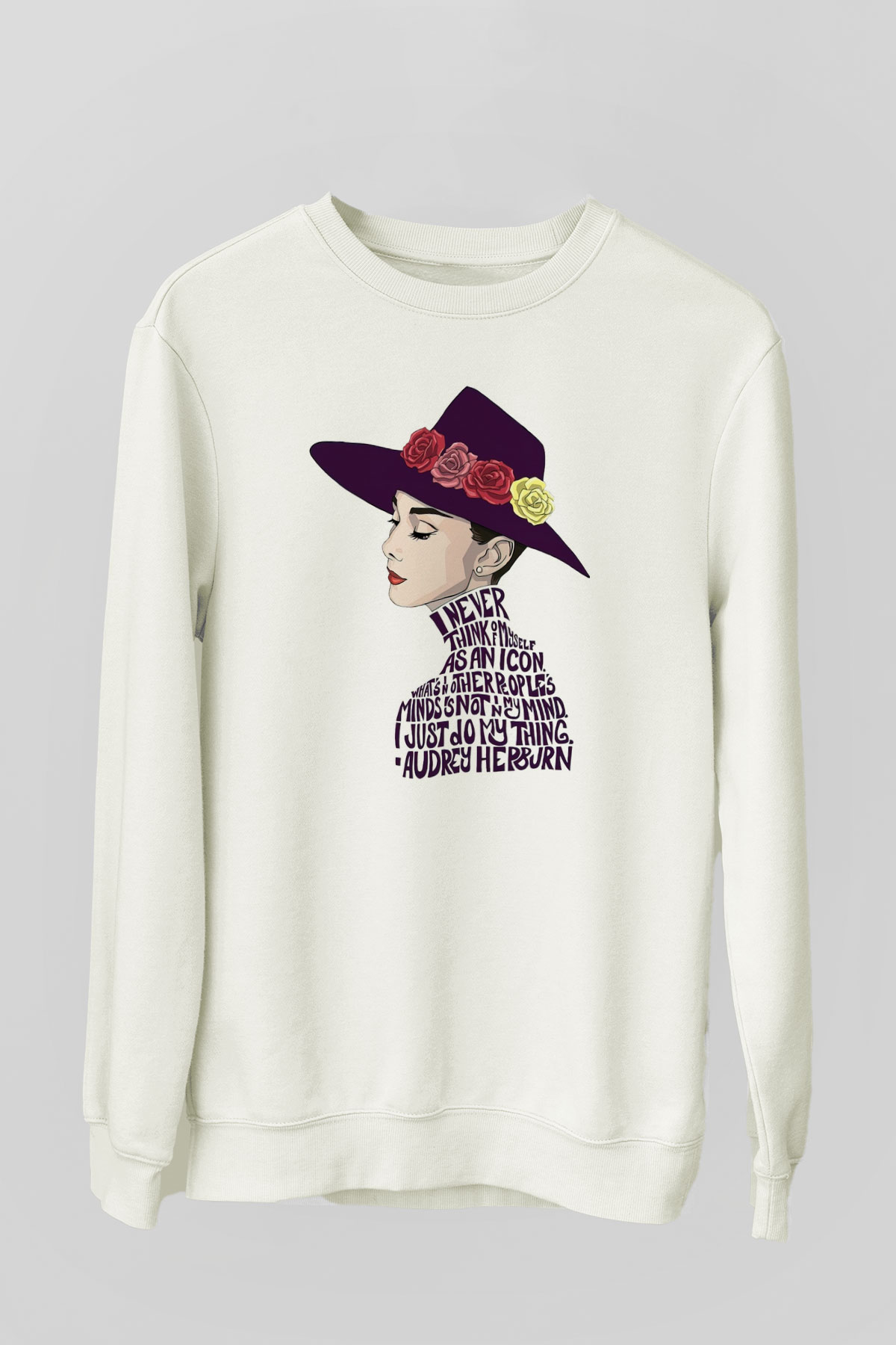 Audrey Hepburn Beyaz Unisex Sweatshirt