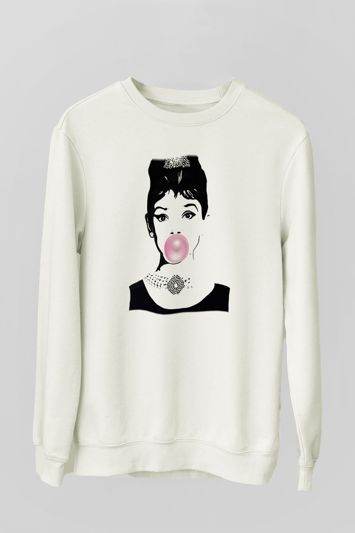 Audrey Hepburn Beyaz Unisex Sweatshirt