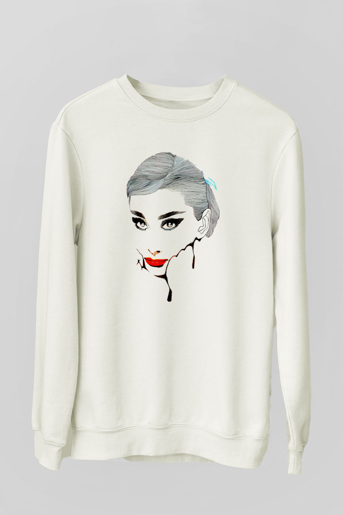 Audrey Hepburn Beyaz Unisex Sweatshirt