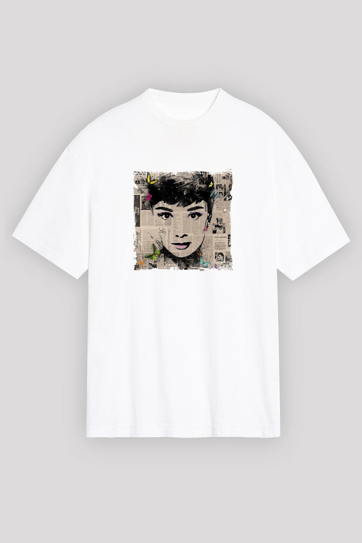 Audrey Hepburn Unisex Baskılı Beyaz Tişört