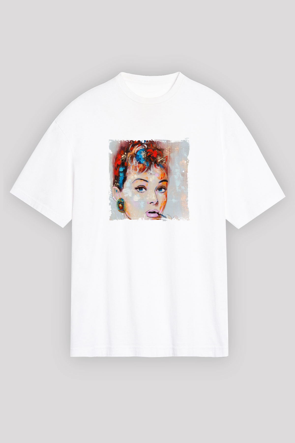 Audrey Hepburn Unisex Baskılı Beyaz Tişört