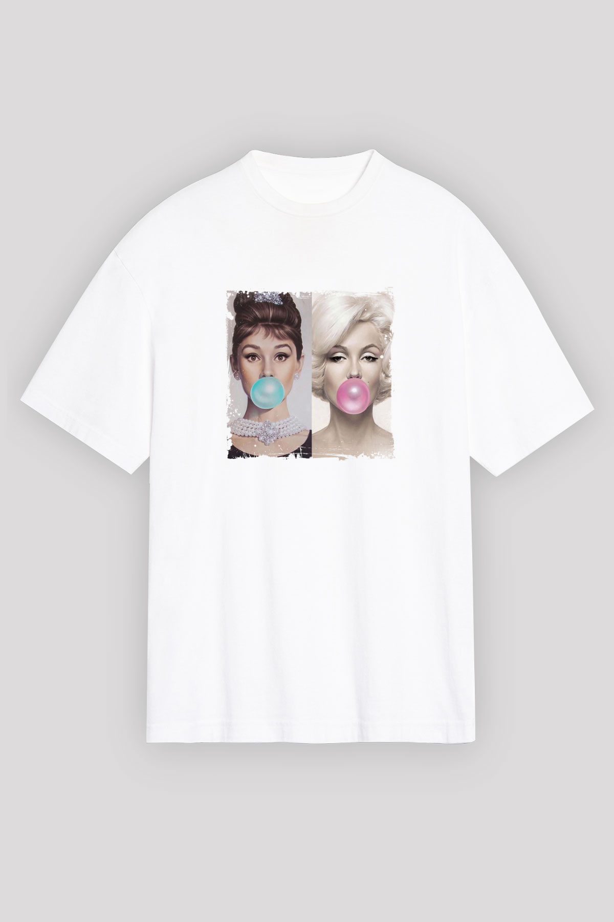 Audrey Hepburn Unisex Baskılı Beyaz Tişört