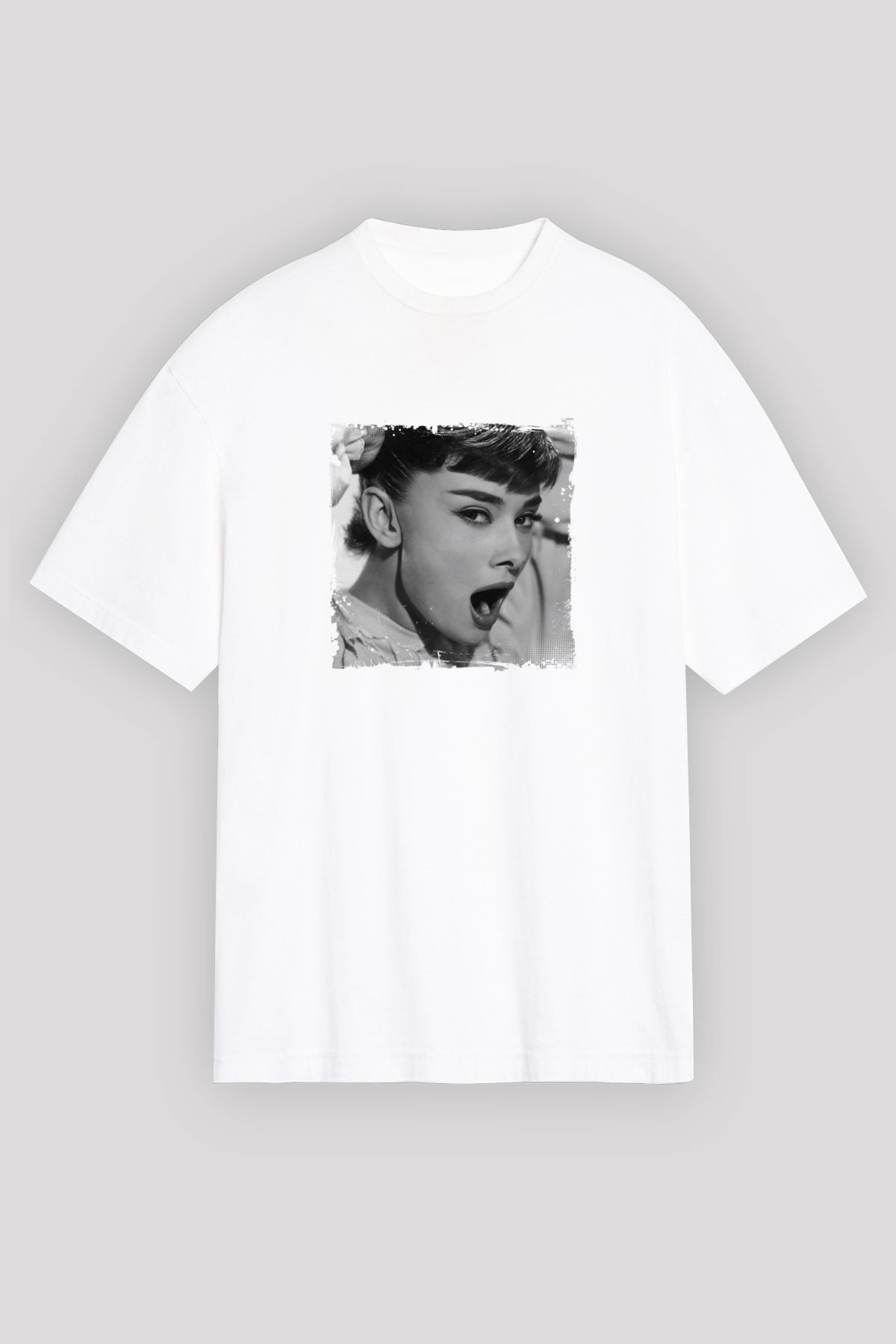 Audrey Hepburn Unisex Baskılı Beyaz Tişört