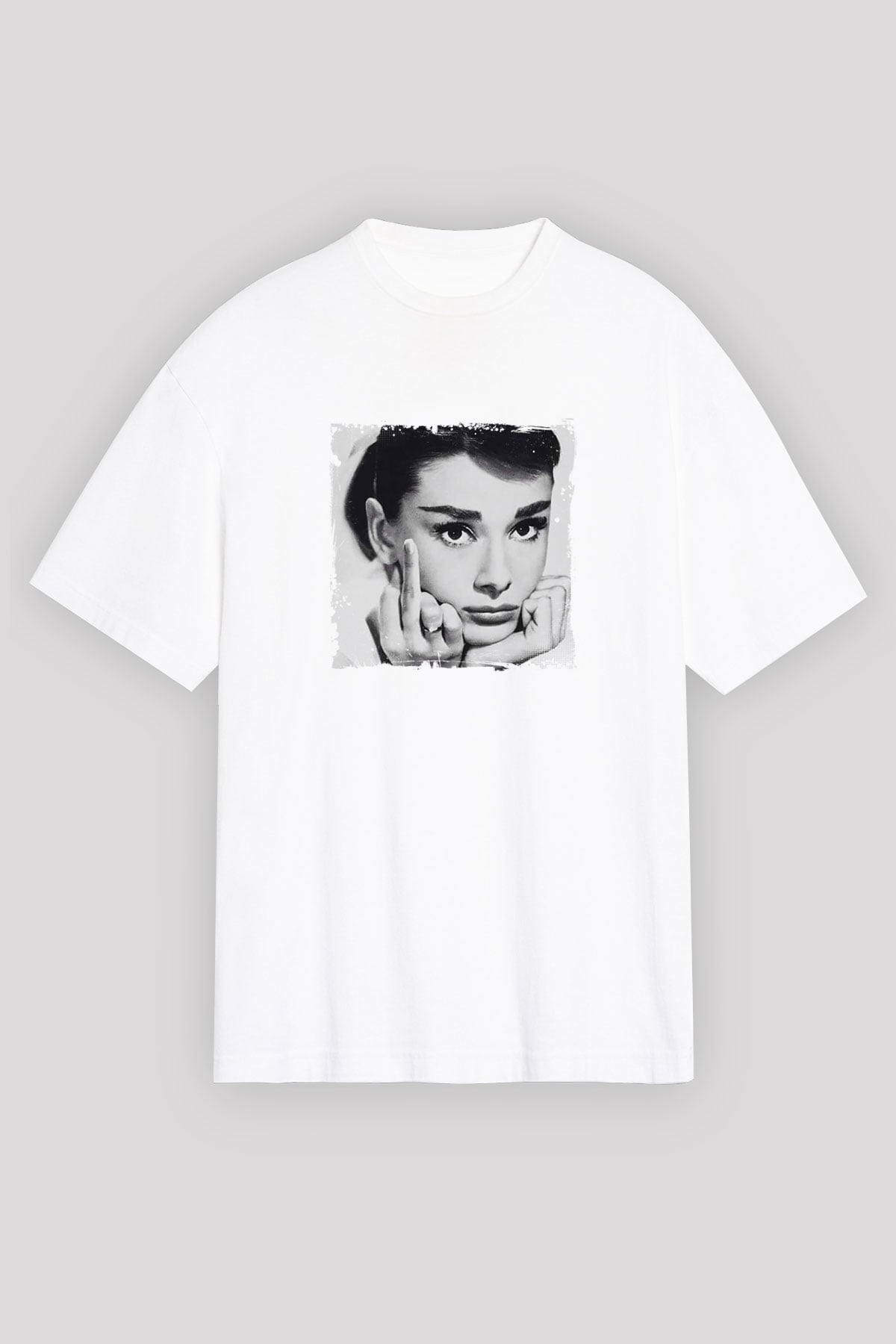 Audrey Hepburn Unisex Baskılı Beyaz Tişört