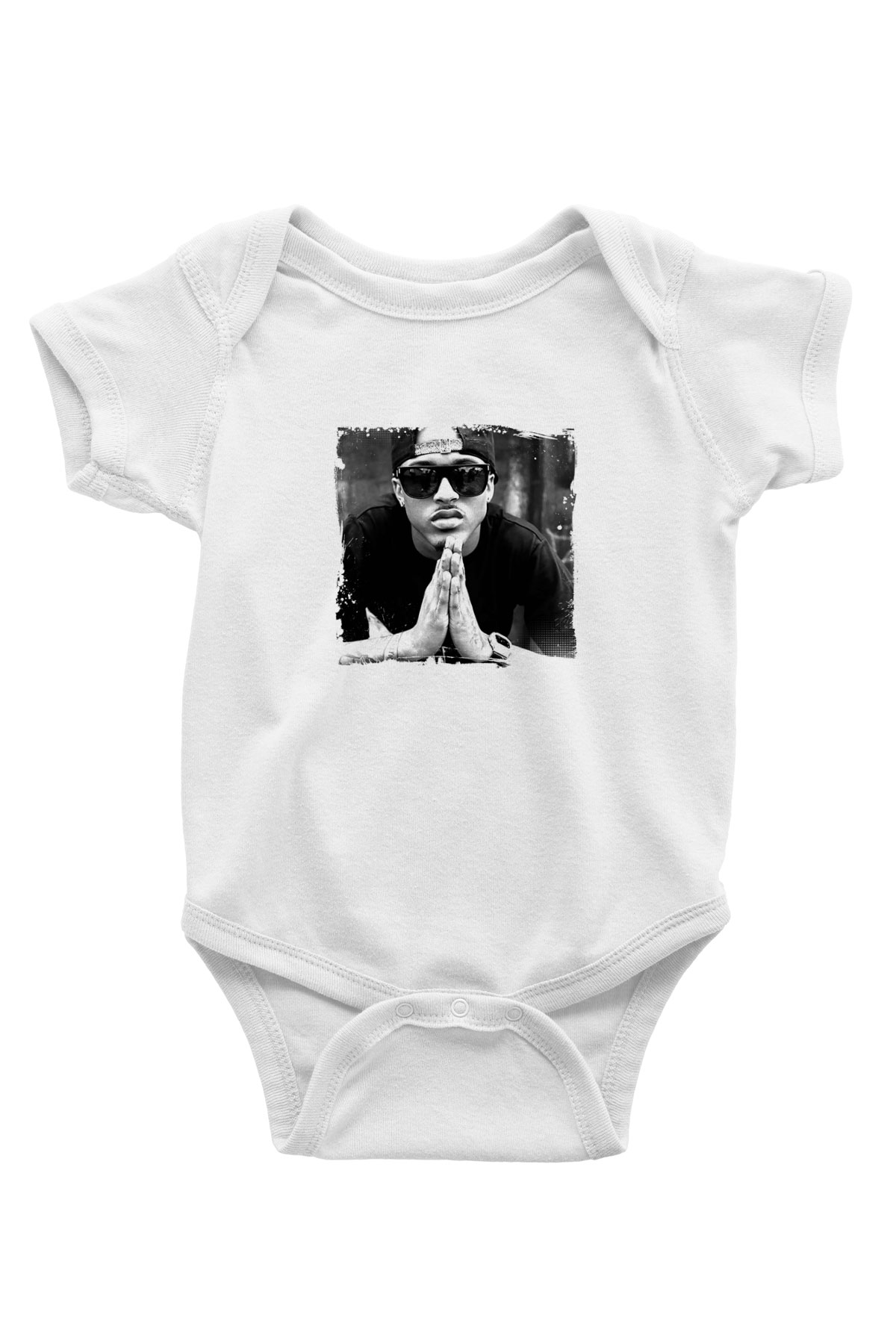 August Alsina Baskılı Unisex Beyaz Bebek Body - Zıbın