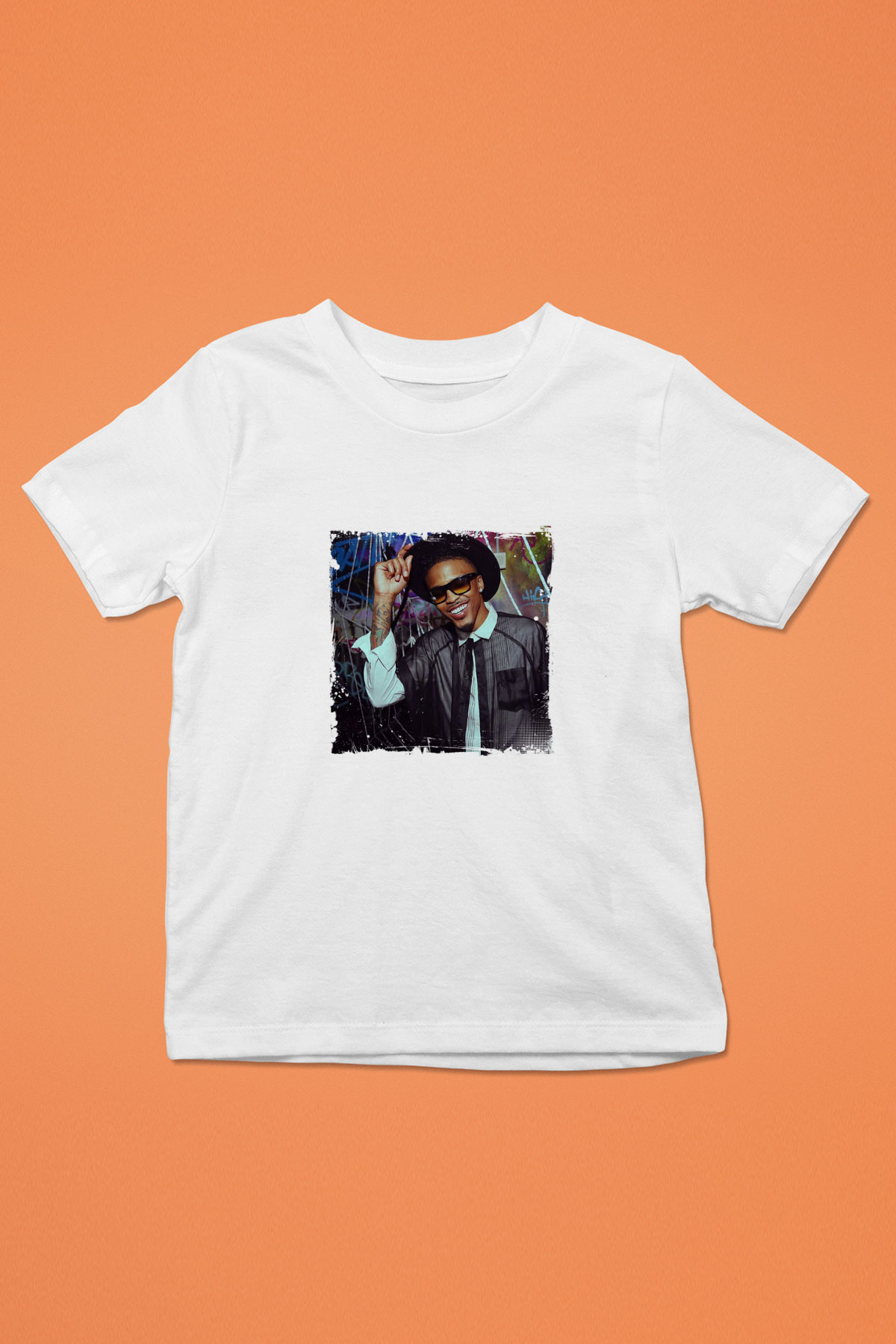 August Alsina Baskılı Unisex Beyaz Çocuk Tişört