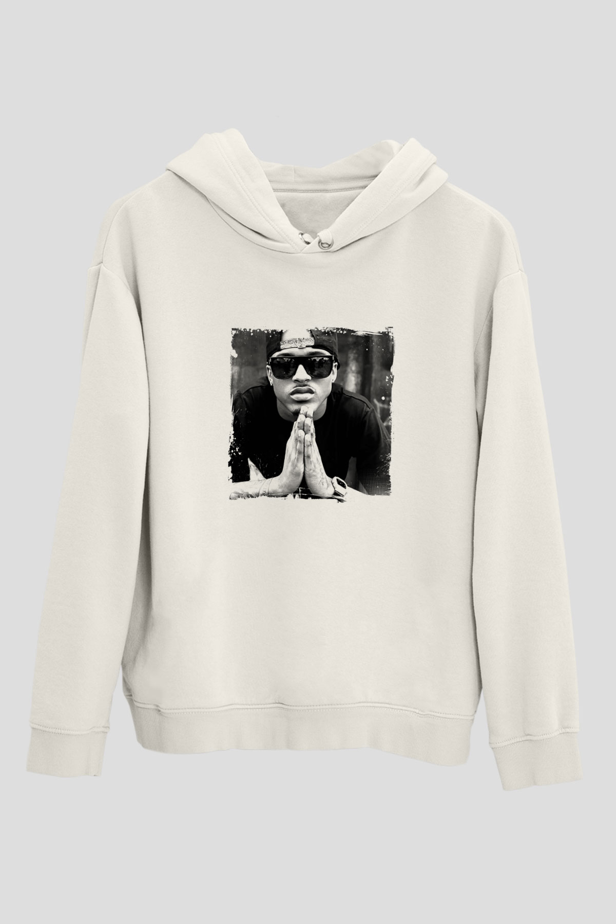 August Alsina Baskılı Unisex Beyaz Hoodie