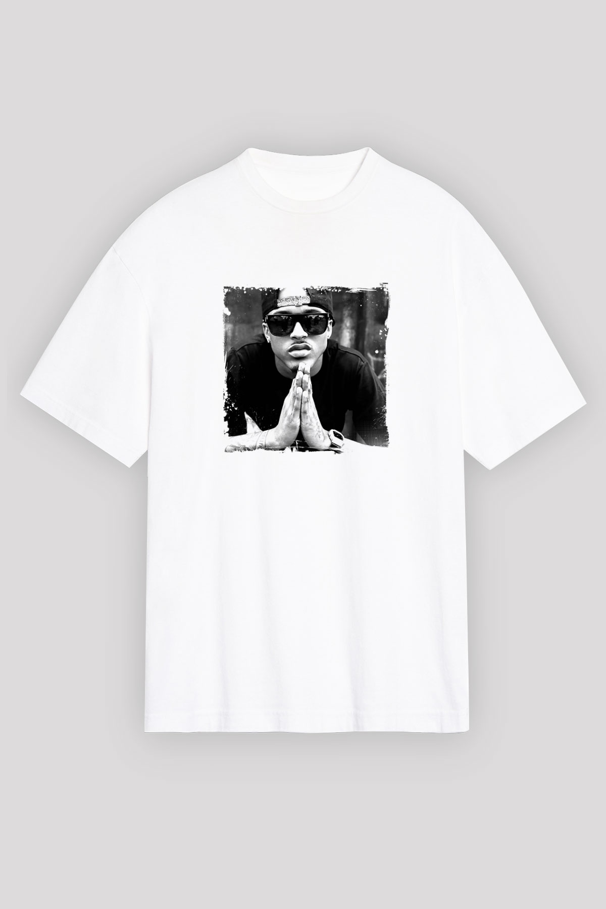 August Alsina Baskılı Unisex Beyaz Tişört