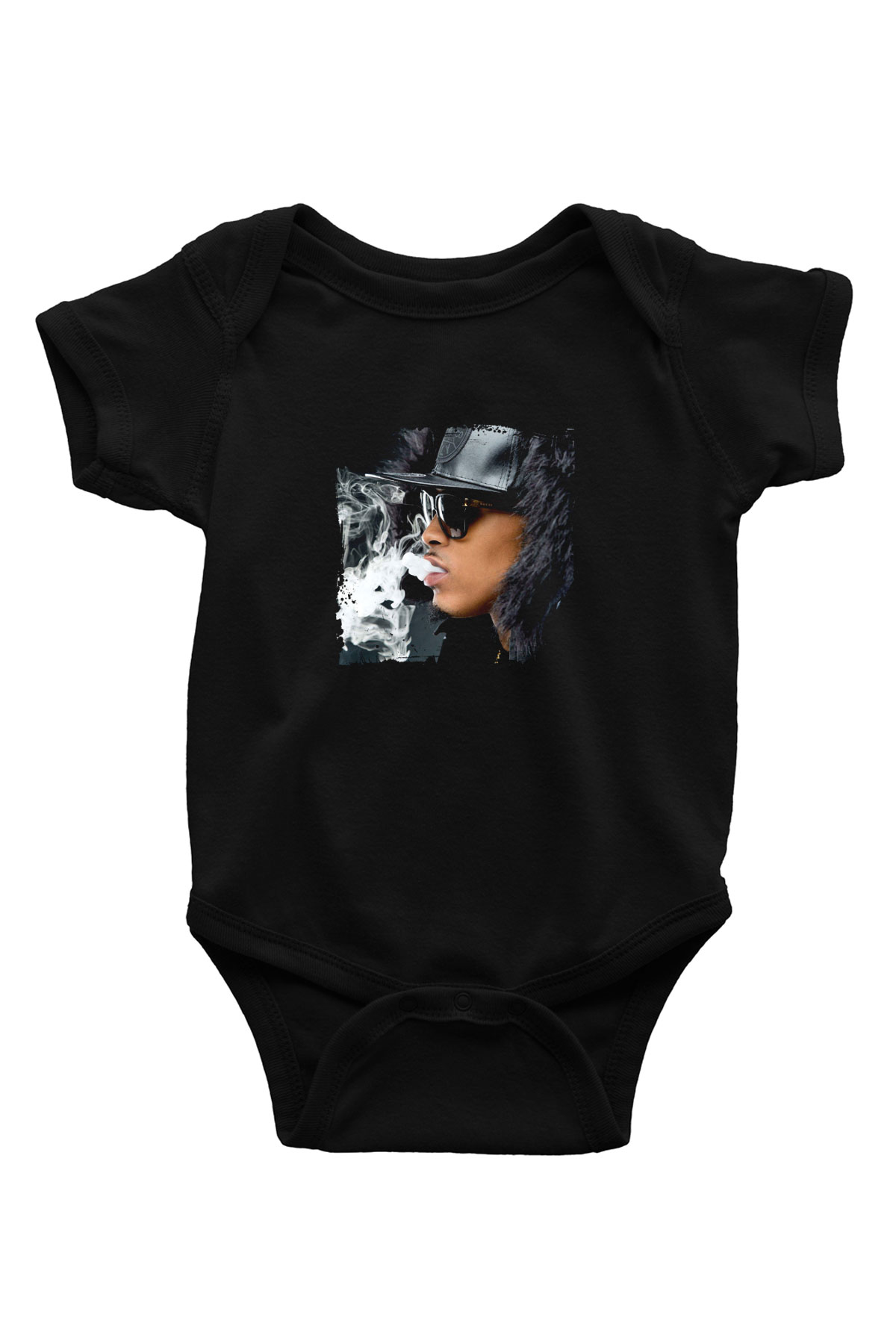 August Alsina Baskılı Unisex Siyah Bebek Body - Zıbın