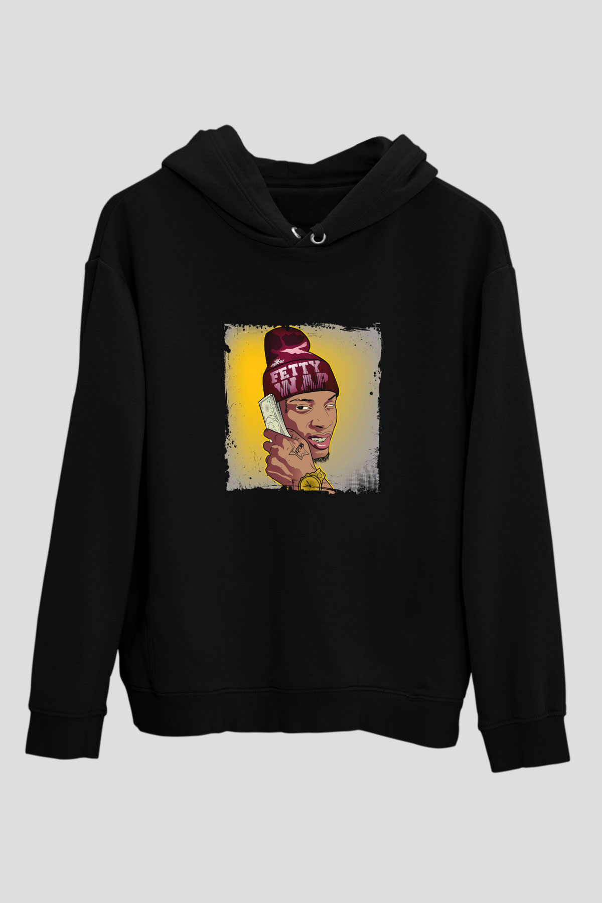 August Alsina Baskılı Unisex Siyah Hoodie