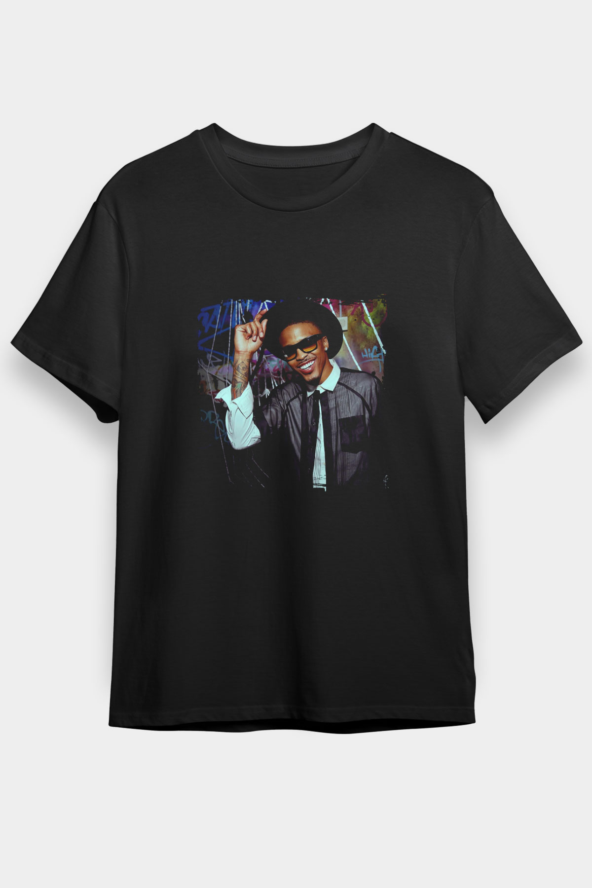 August Alsina Baskılı Unisex Siyah Tişört