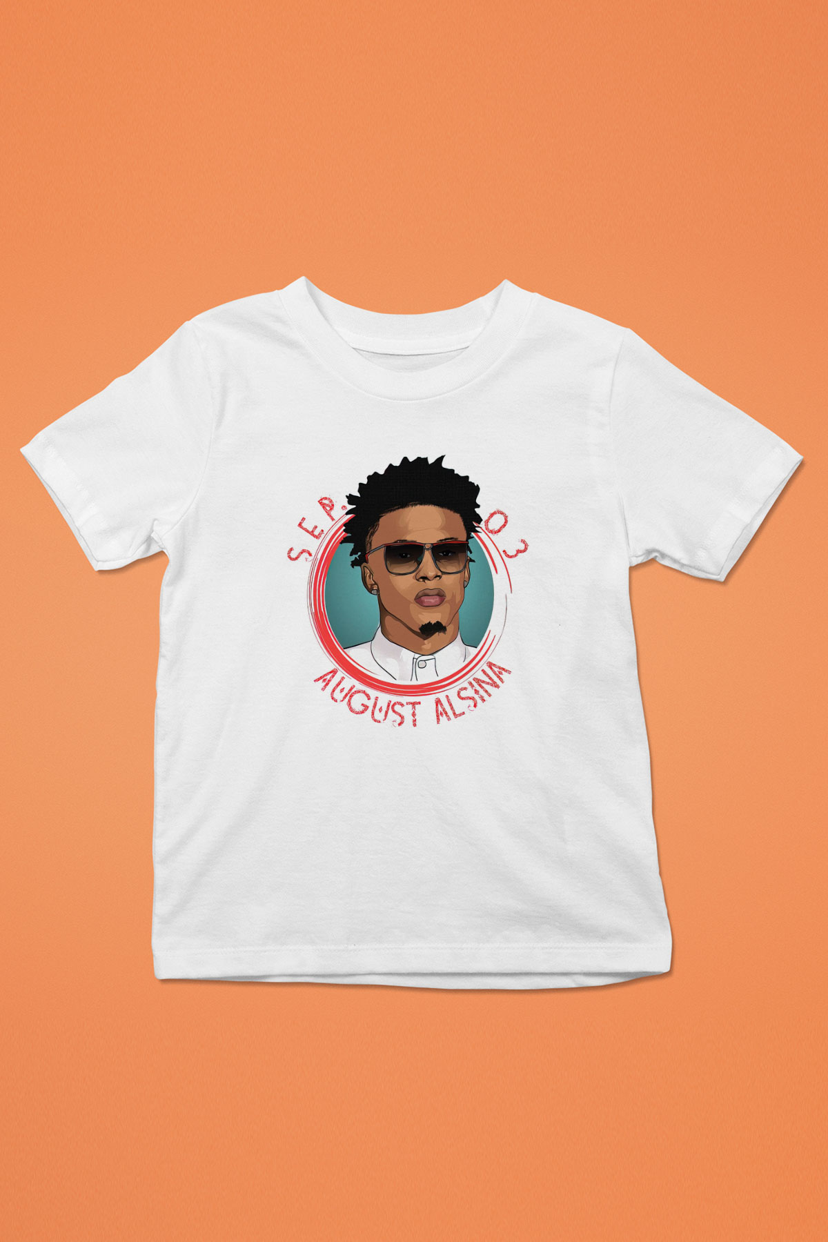 August Alsina Beyaz Unisex Çocuk Tişört