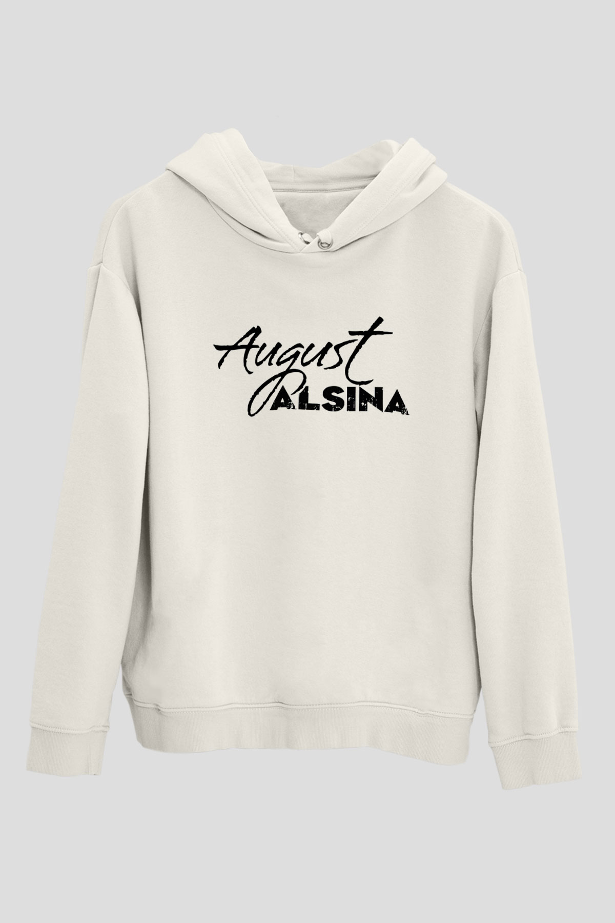 August Alsina Beyaz Unisex Kapüşonlu Sweatshirt