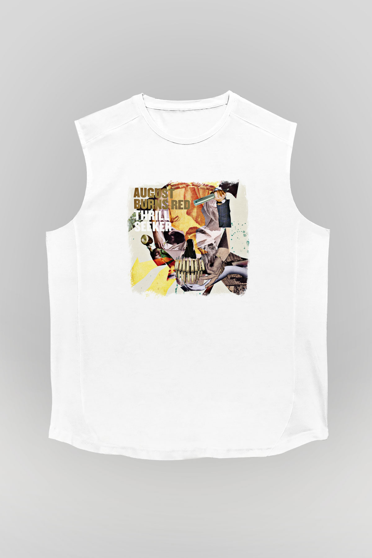 August Burns Red Baskılı Unisex Beyaz Kolsuz Tişört