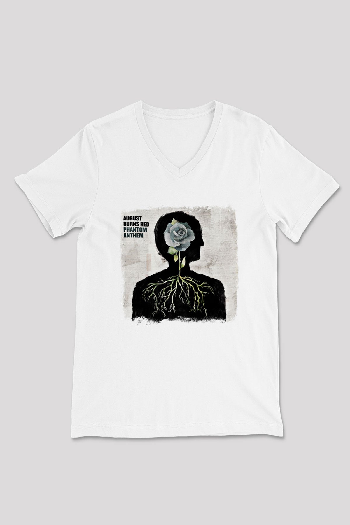 August Burns Red Baskılı Unisex Beyaz V Yaka Tişört