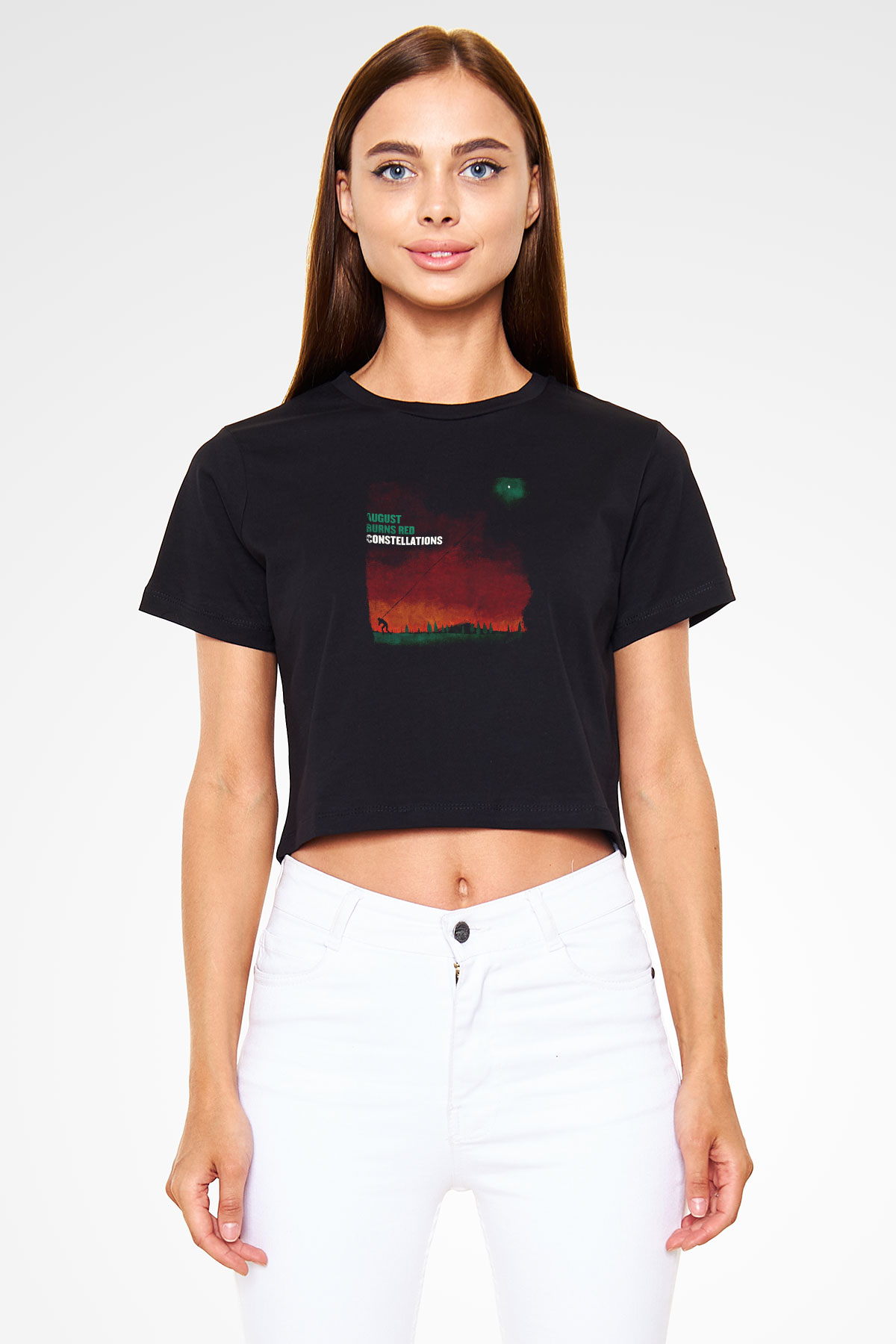 August Burns Red Baskılı Unisex Siyah Crop Top Tişört
