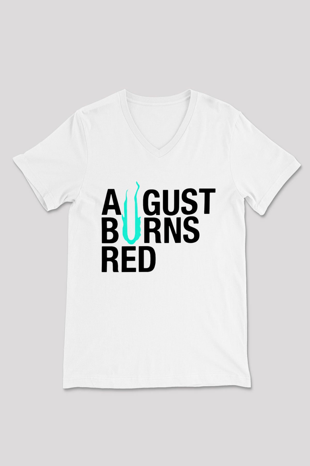 August Burns Red Beyaz Unisex V Yaka Tişört T-Shirt
