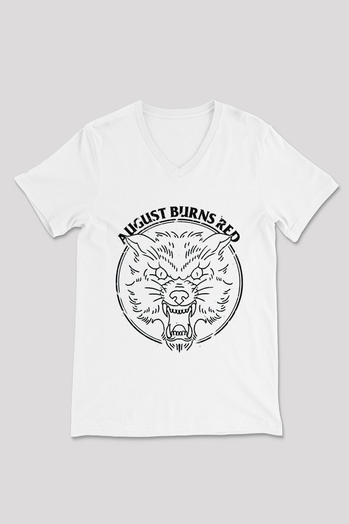 August Burns Red Beyaz Unisex V Yaka Tişört