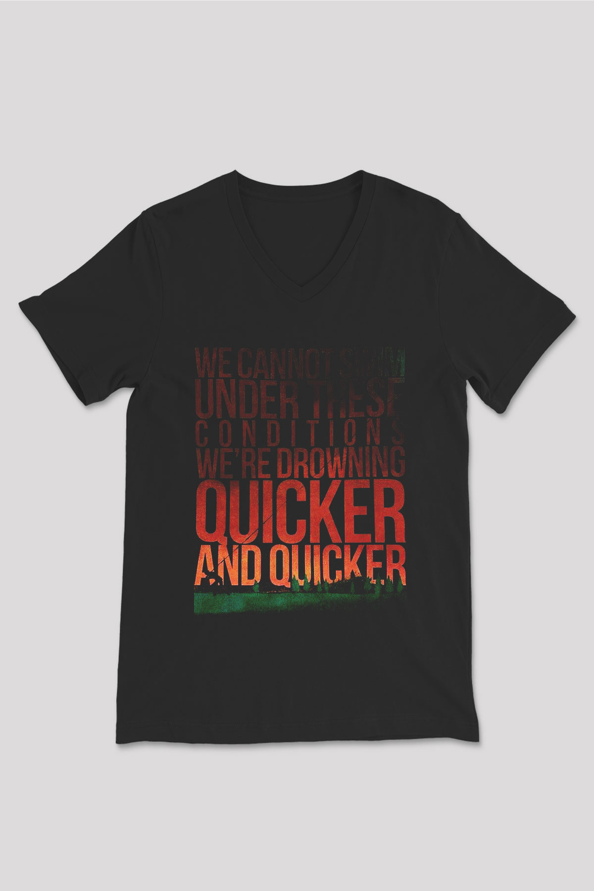 August Burns Red Siyah Unisex V Yaka Tişört T-Shirt