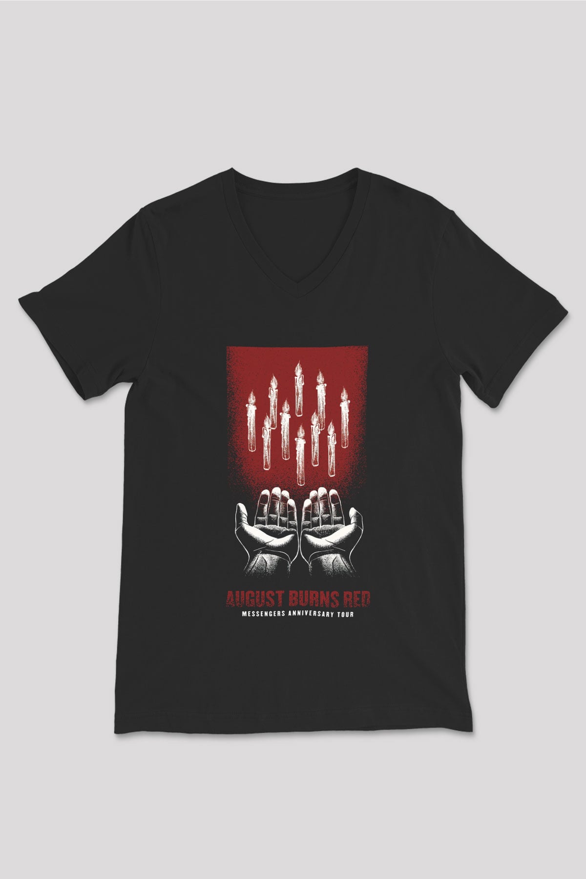 August Burns Red Siyah Unisex V Yaka Tişört T-Shirt