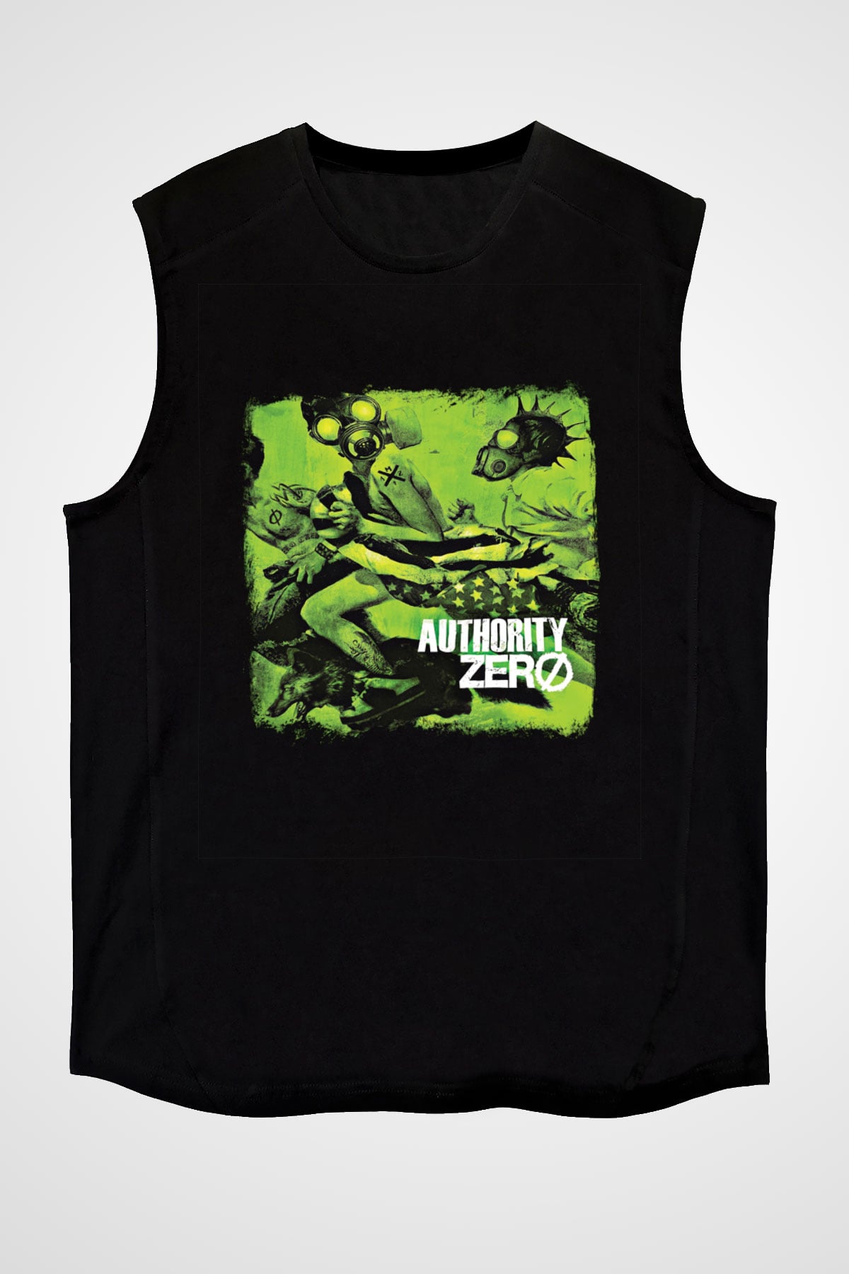 Authority Zero Baskılı Unisex Siyah Kolsuz Tişört