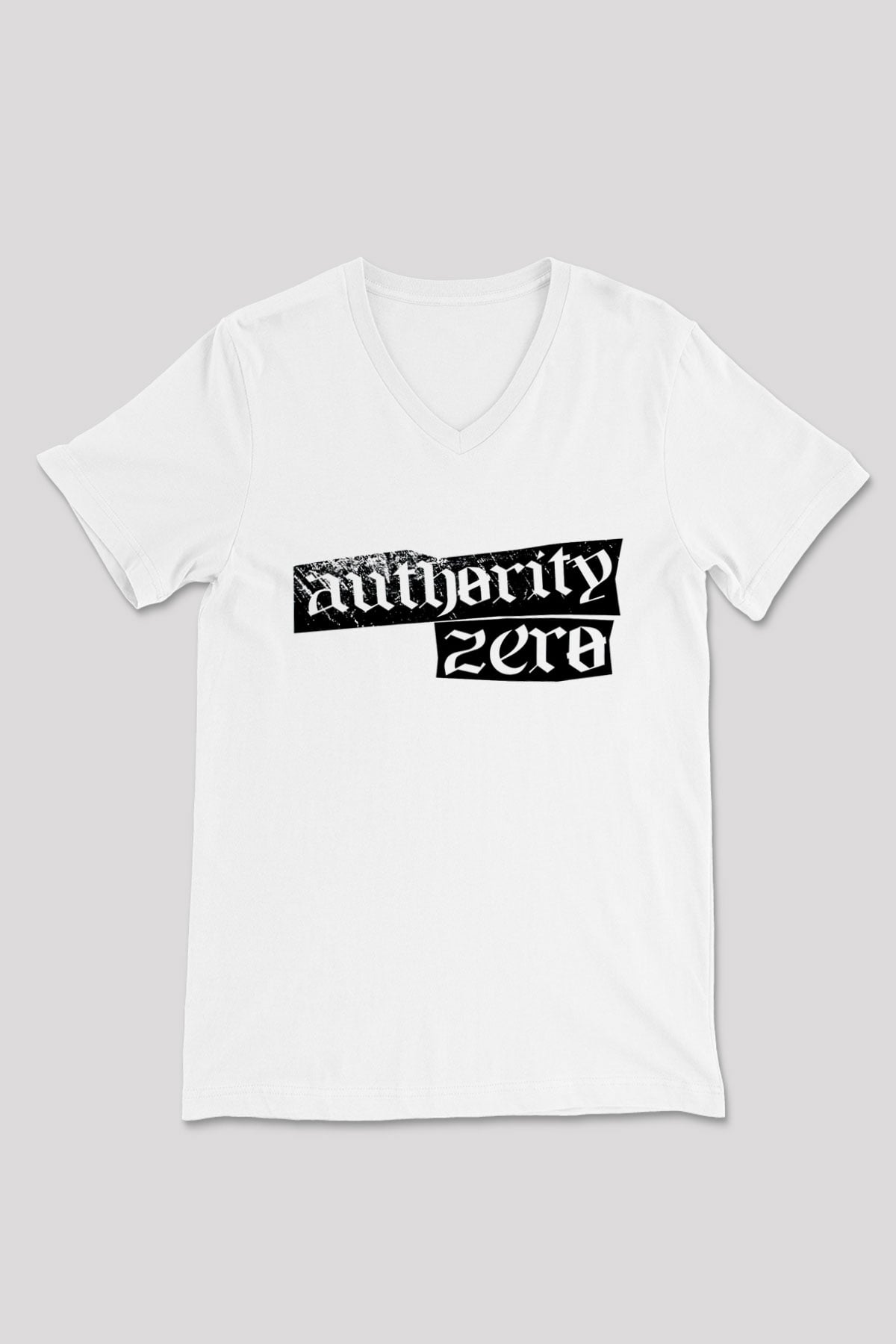 Authority Zero Beyaz Unisex V Yaka Tişört