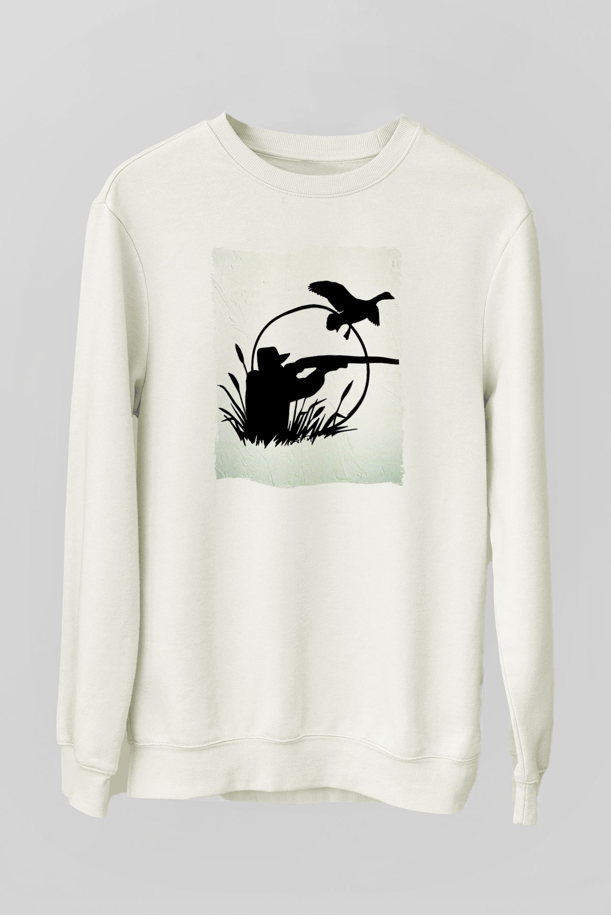Avcı Beyaz Unisex Sweatshirt