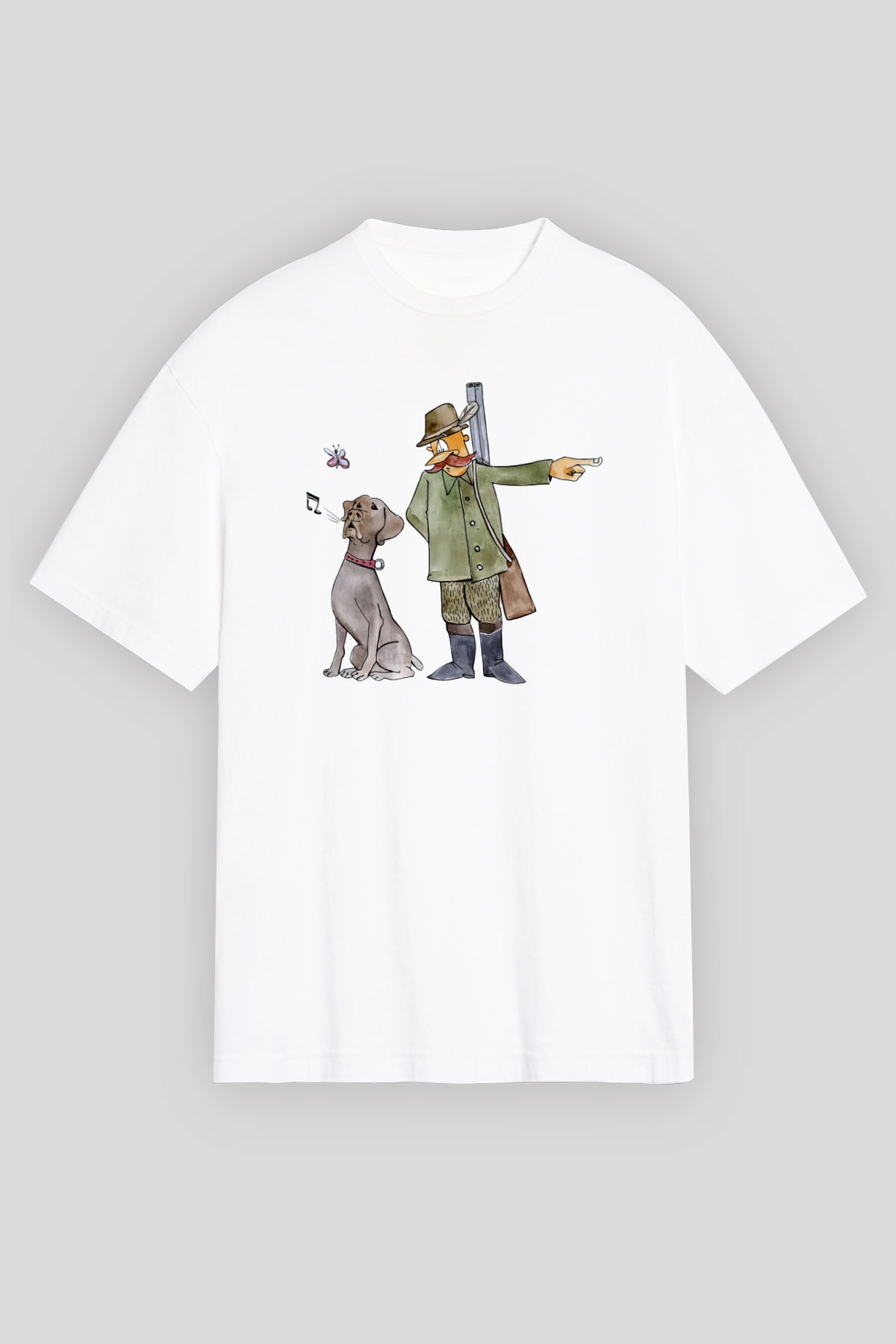 Avcı Beyaz Unisex Tişört T-Shirt - TişörtFabrikası