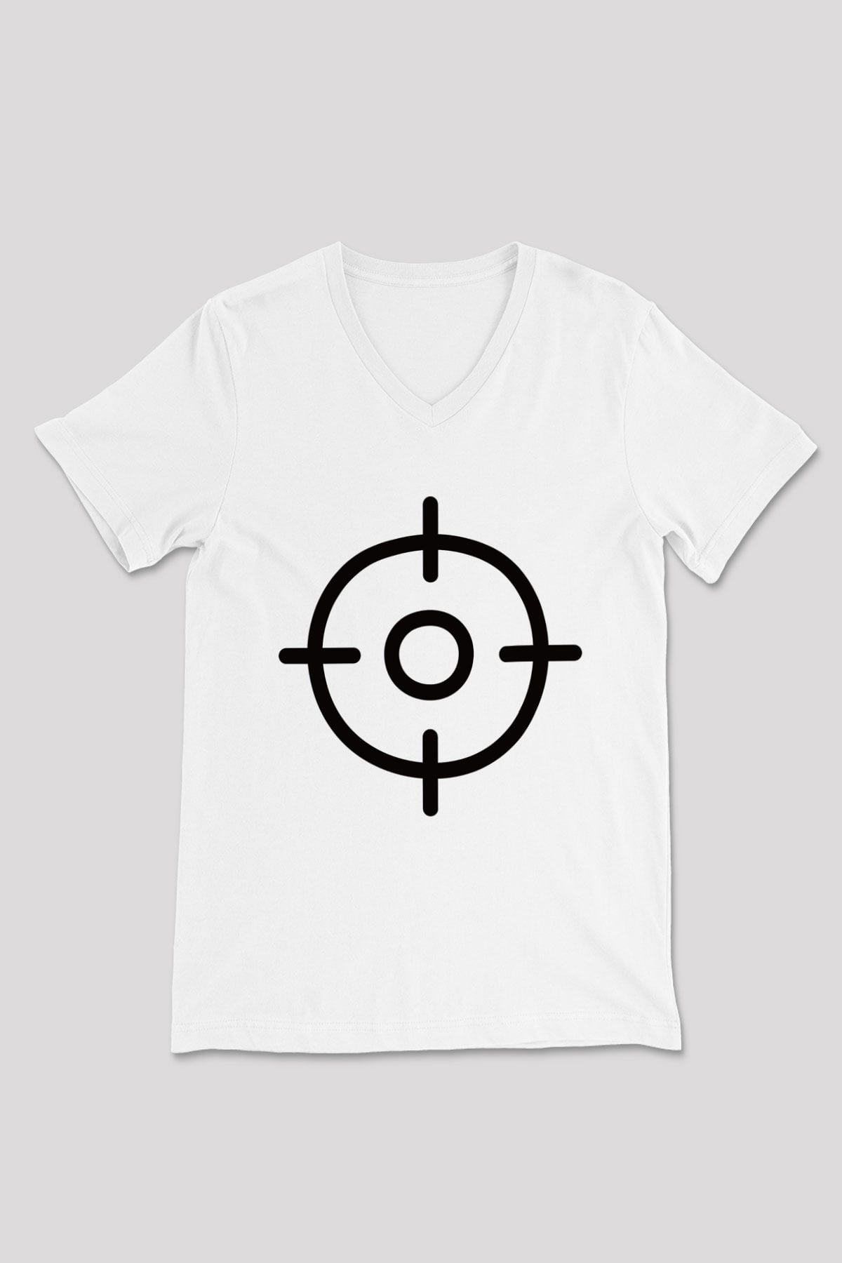 Avcı Beyaz Unisex V Yaka Tişört T-Shirt