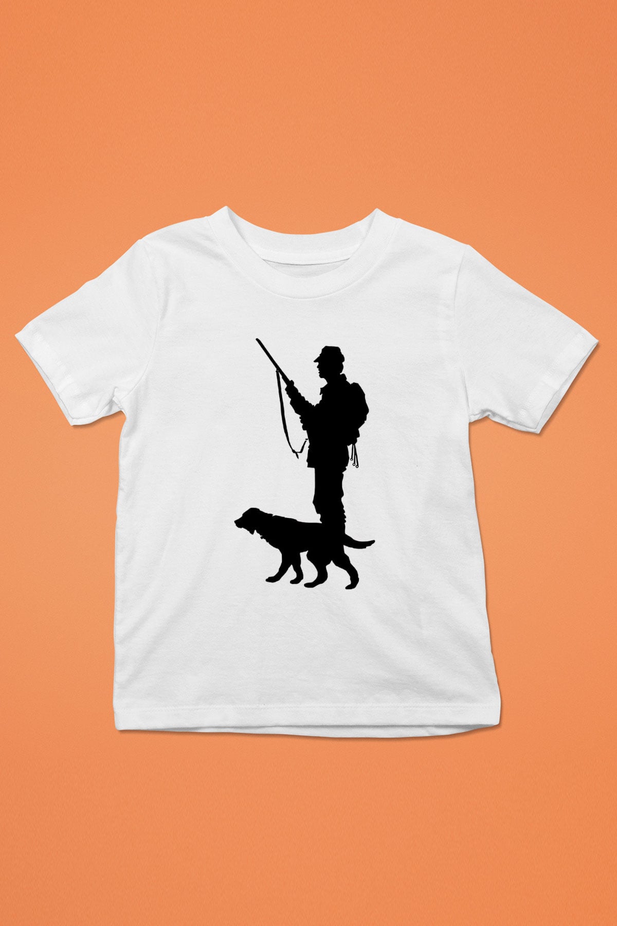 Avcılık Baskılı Unisex Beyaz Çocuk Tişört - Tshirt