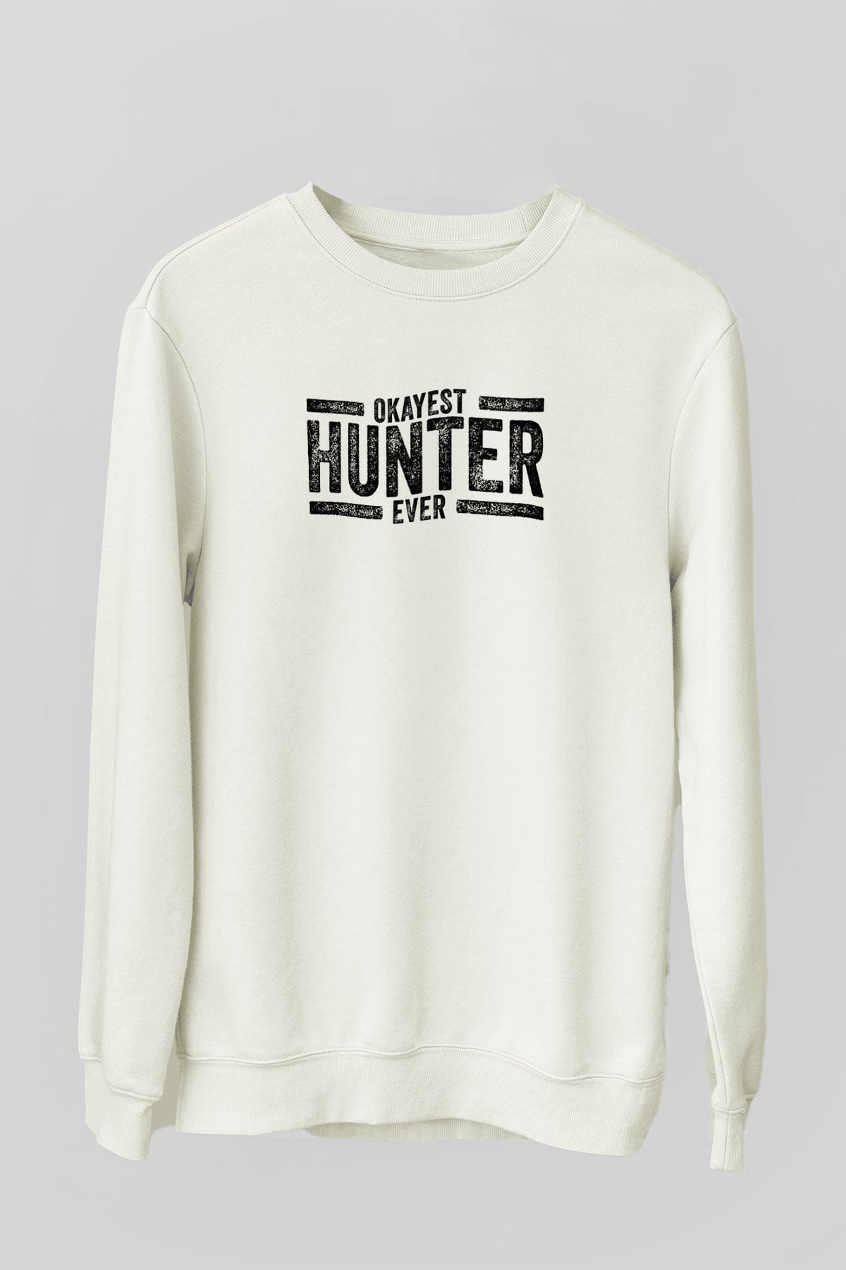 Avcılık Baskılı Unisex Ekru Sweatshirt