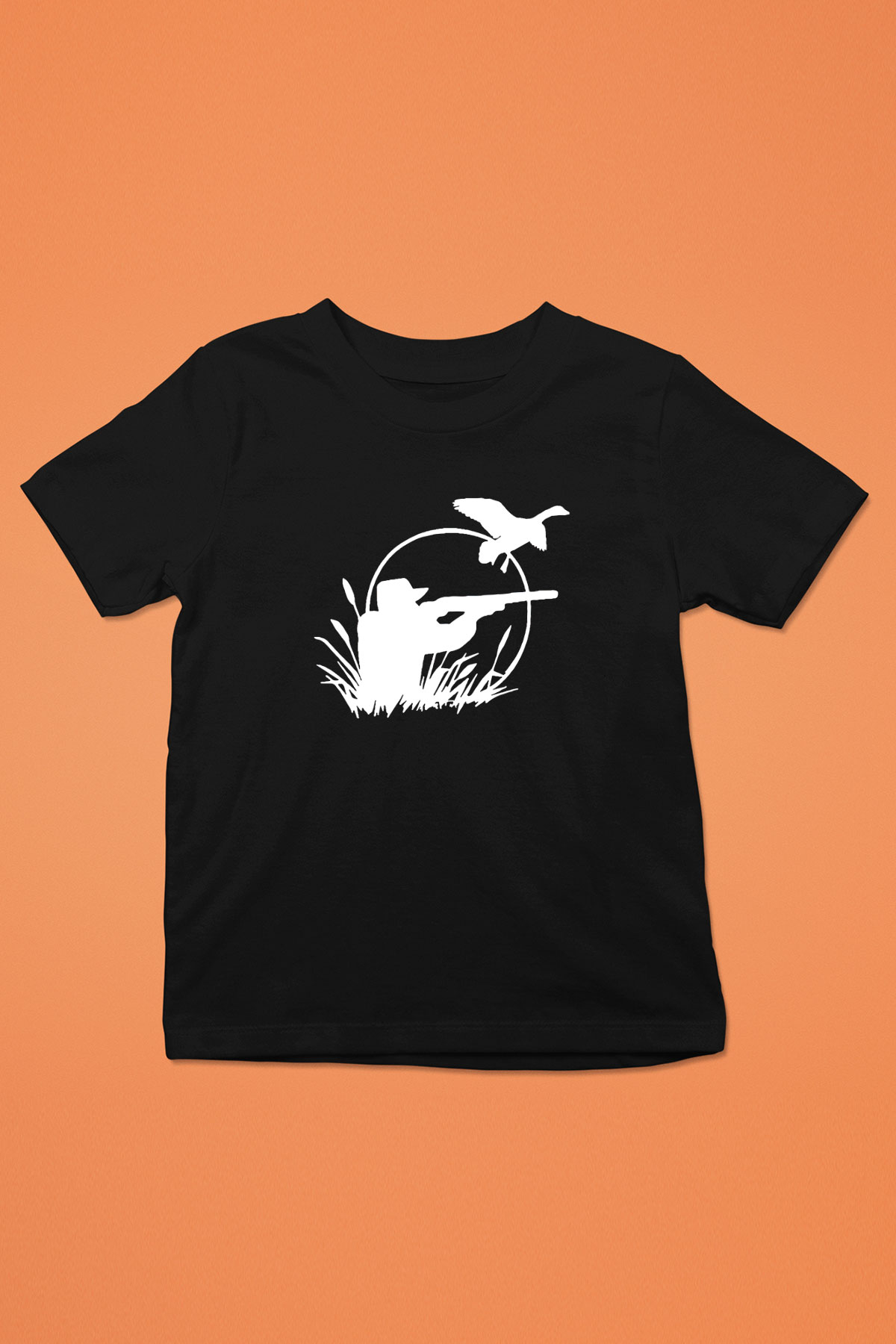 Avcılık - Hunting Baskılı Unisex Siyah Çocuk Tİşörtü - Tshirt