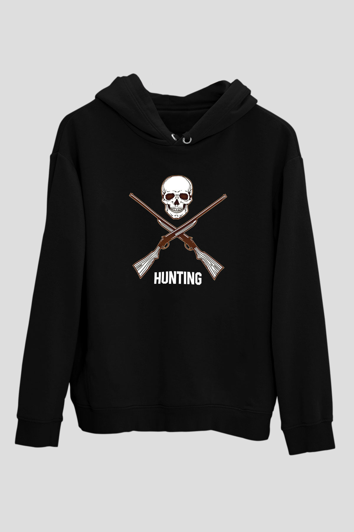 Avcılık - Hunting Baskılı Unisex Siyah Hoodie