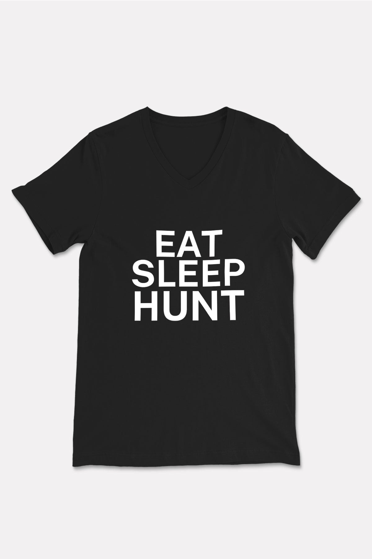 Avcılık - Hunting Baskılı Unisex Siyah V Yaka Tişört