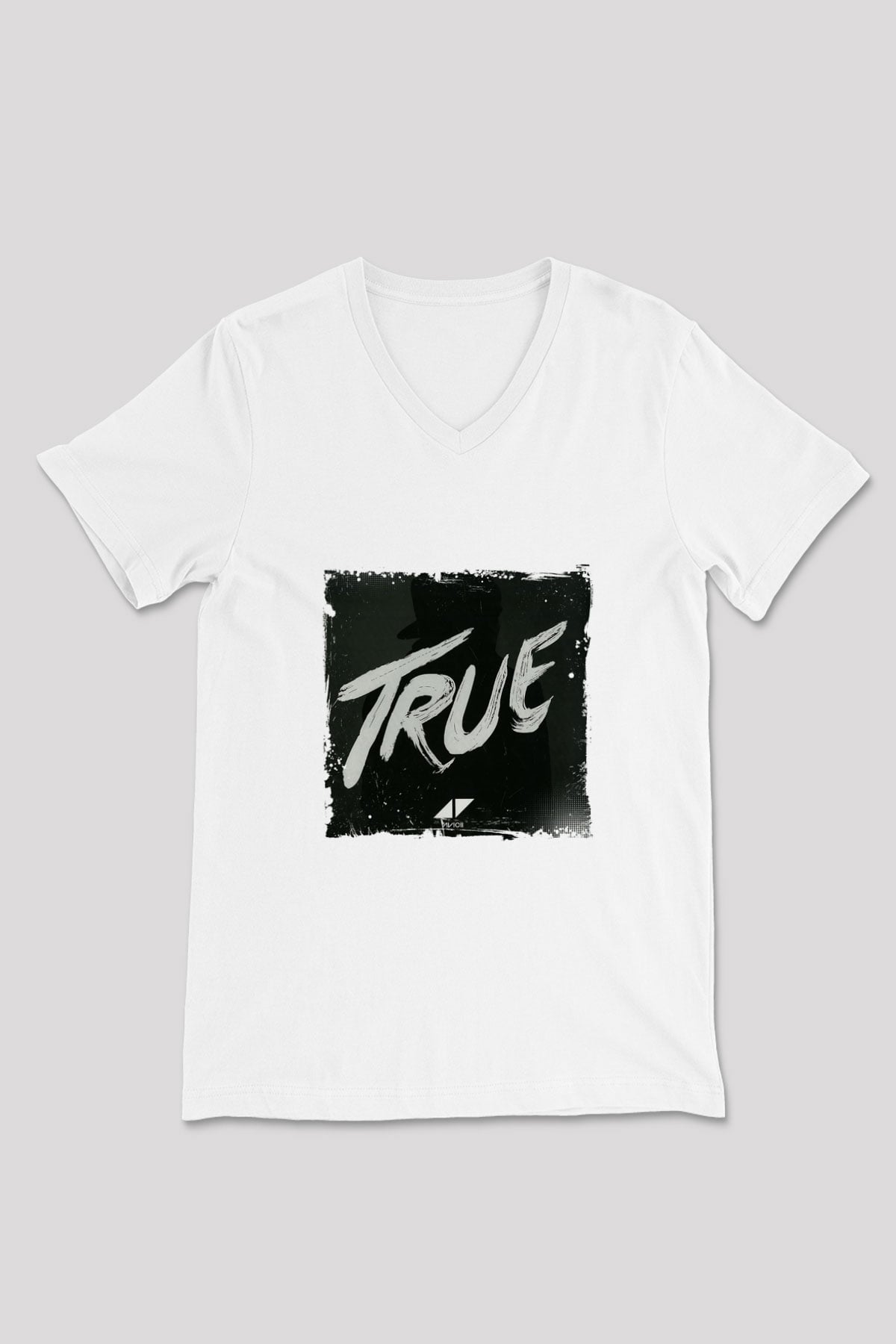 Avicii Baskılı Beyaz V Yaka Unisex Tişört
