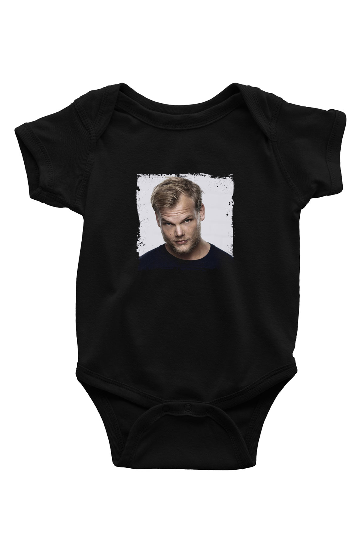 Avicii Baskılı Unisex Siyah Bebek Body - Zıbın