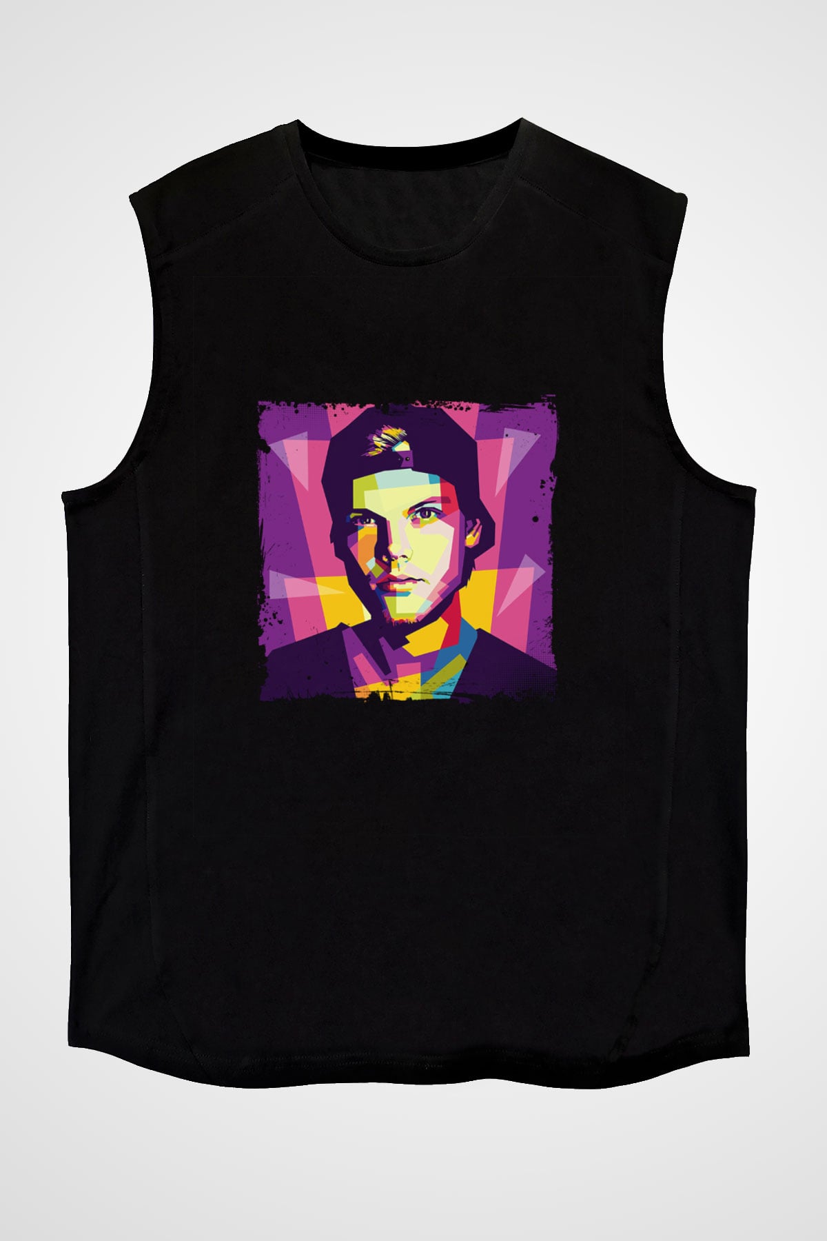 Avicii Baskılı Unisex Siyah Kolsuz Tişört