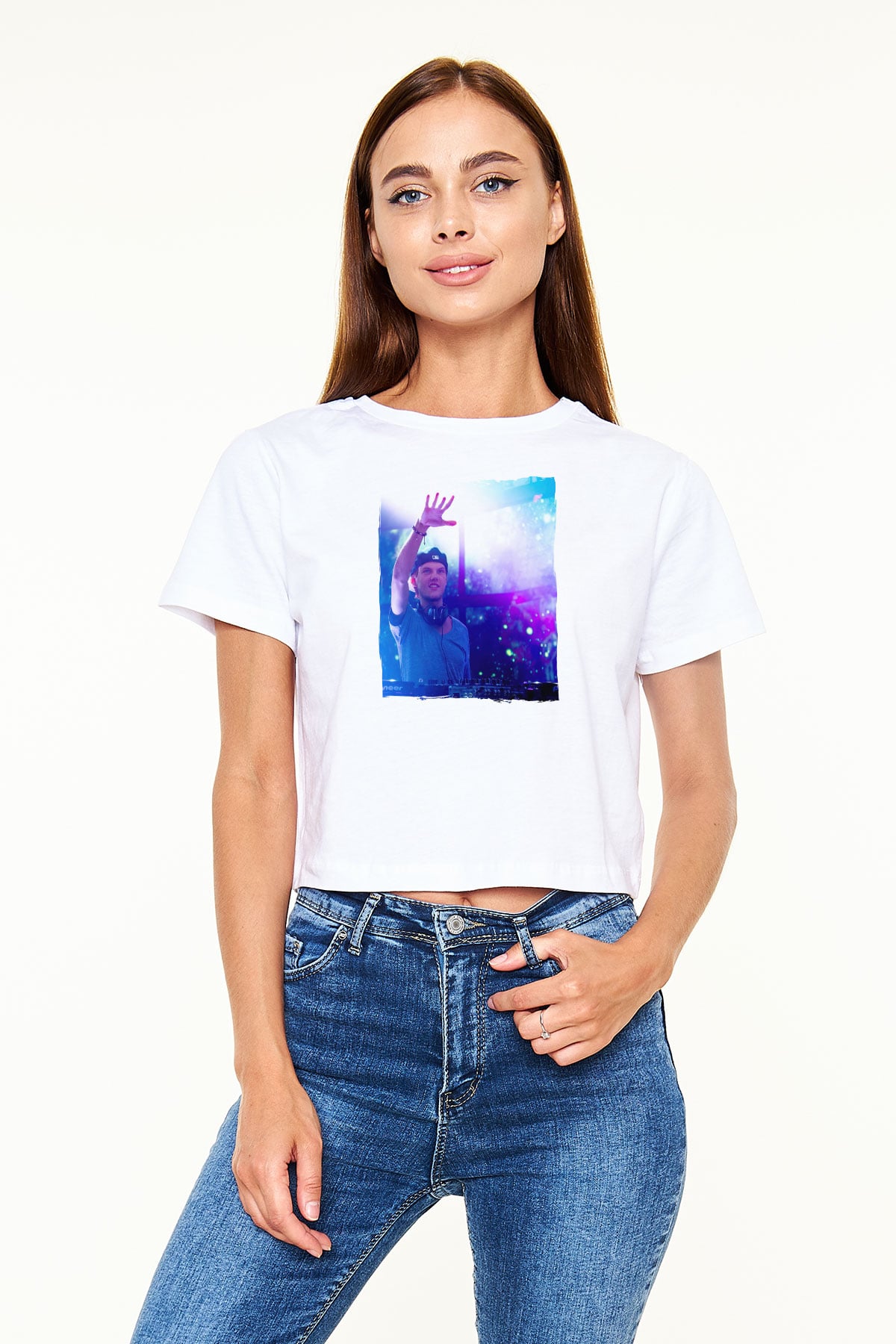 Avicii Beyaz  Crop Top Tişört