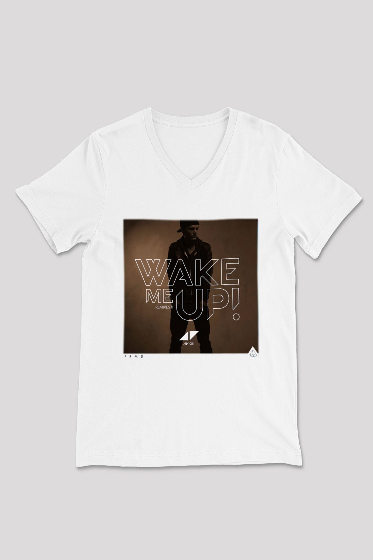 Avicii Beyaz Unisex V Yaka Tişört T-Shirt
