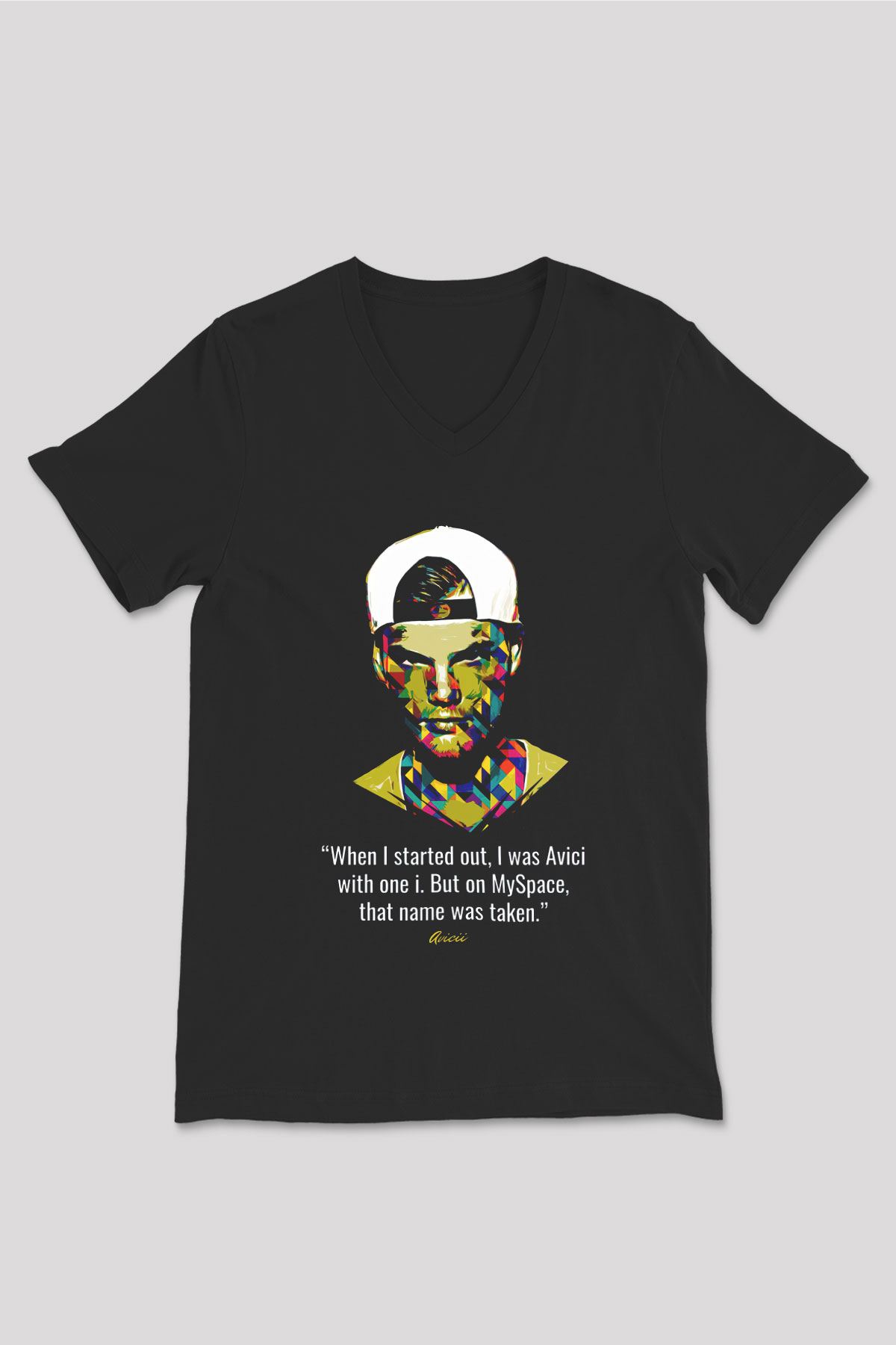 Avicii Siyah Unisex V Yaka Tişört