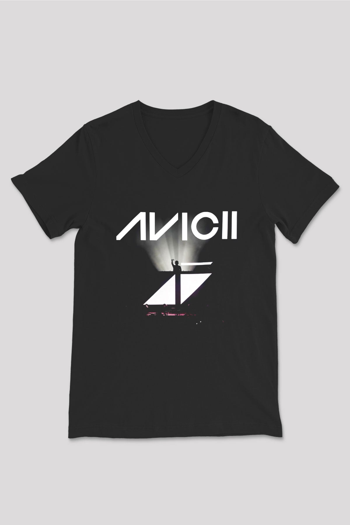 Avicii Siyah Unisex V Yaka Tişört T-Shirt