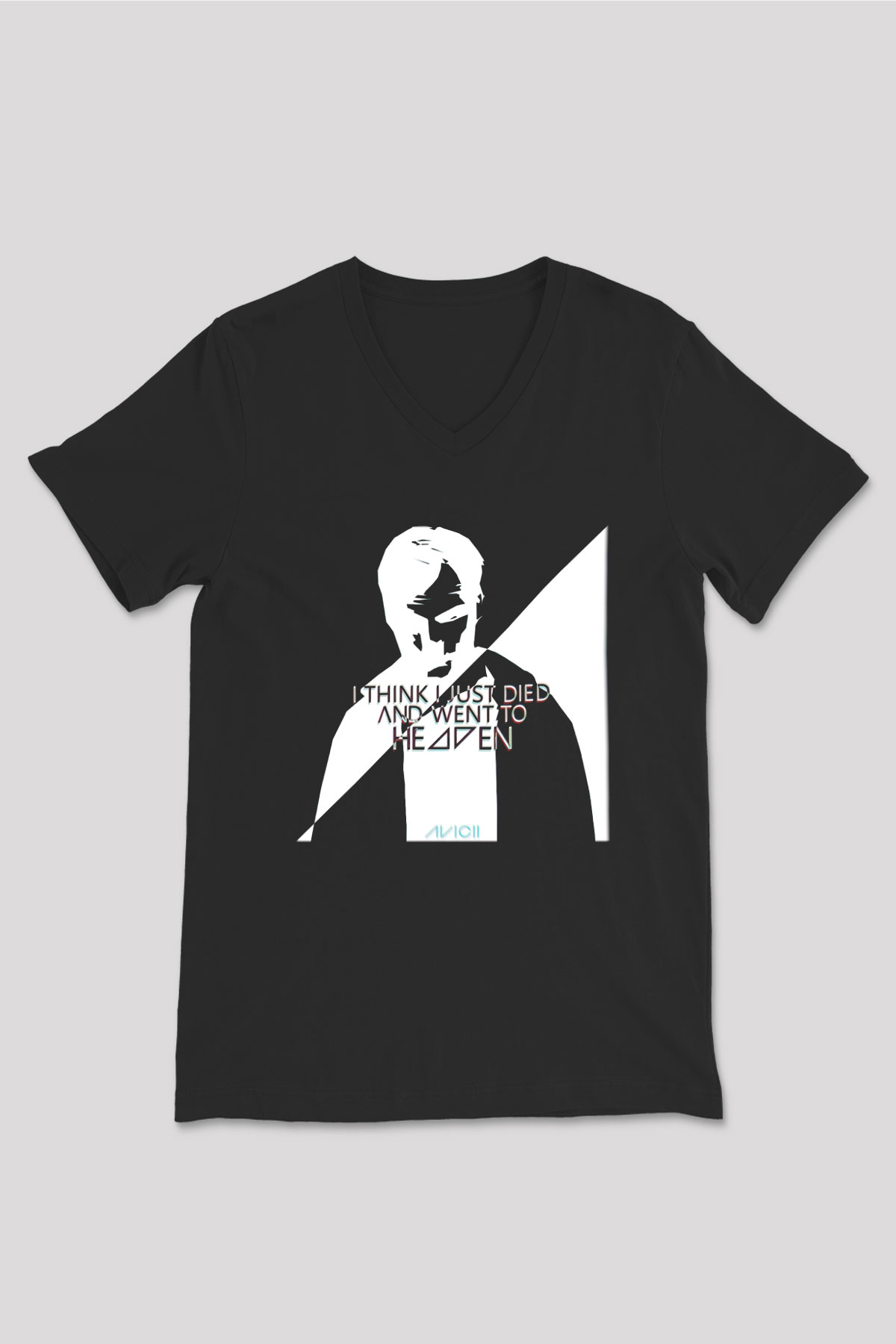 Avicii Siyah Unisex V Yaka Tişört T-Shirt