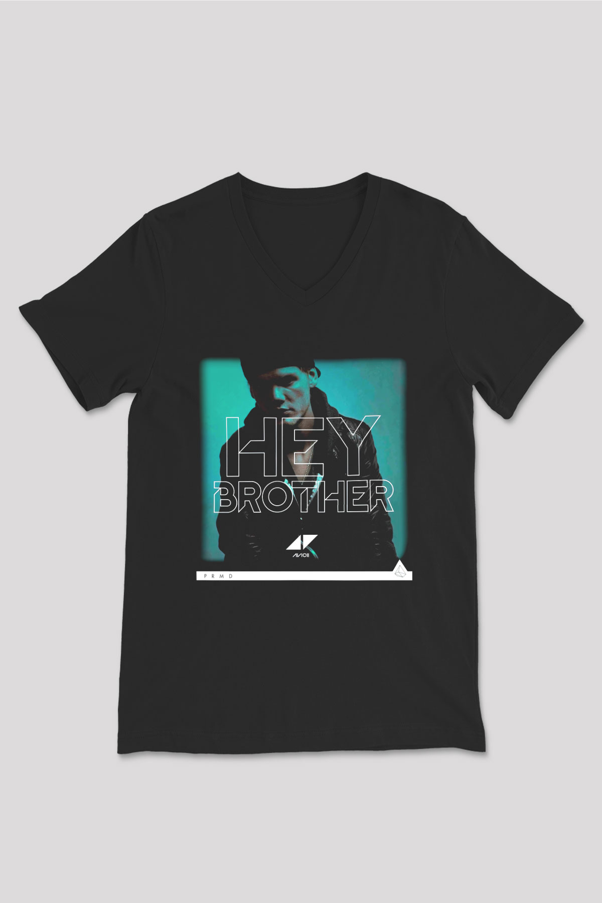 Avicii Siyah Unisex V Yaka Tişört T-Shirt